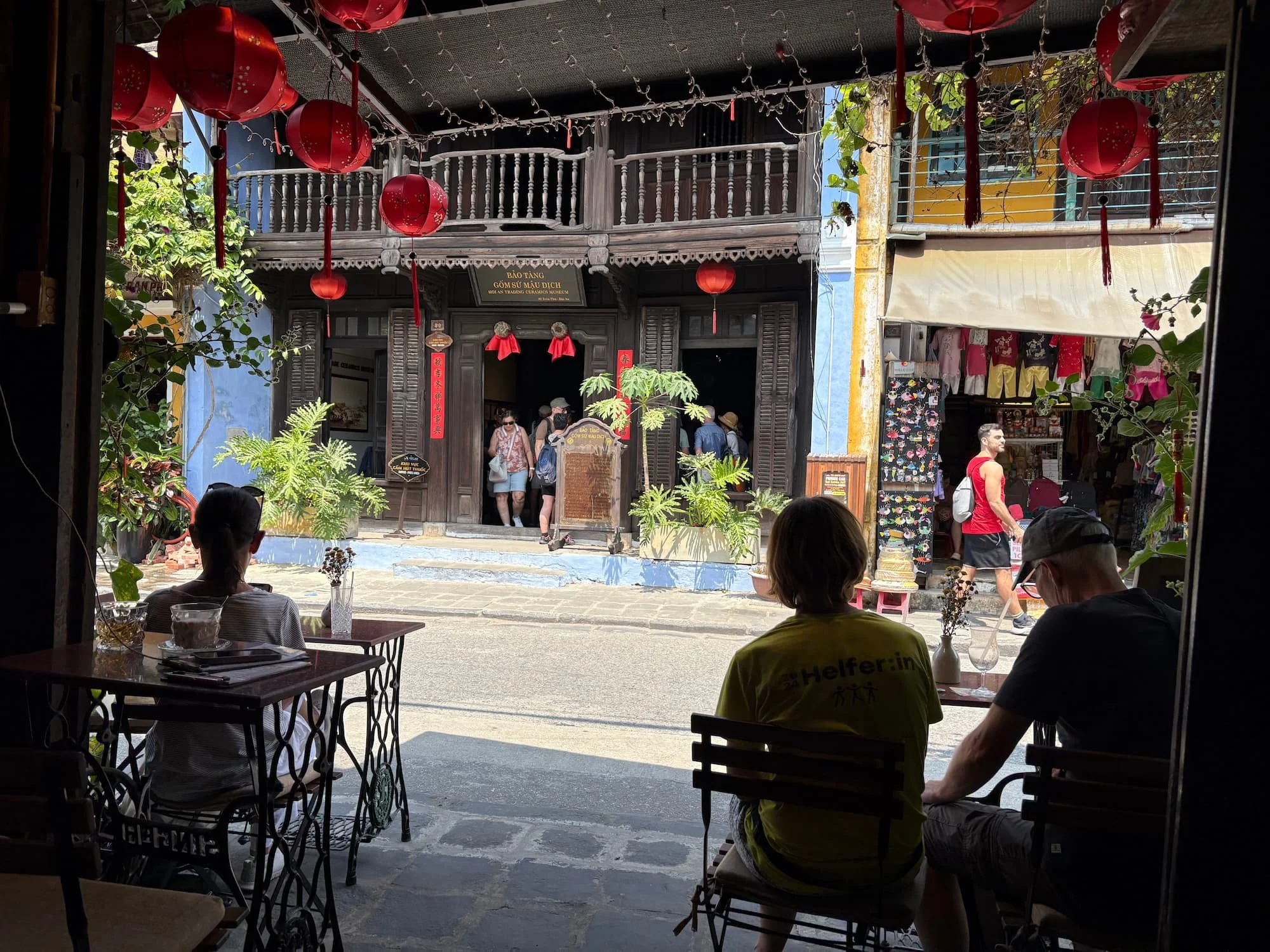 People watching from inside a cafe in Hoi An in VIetnam