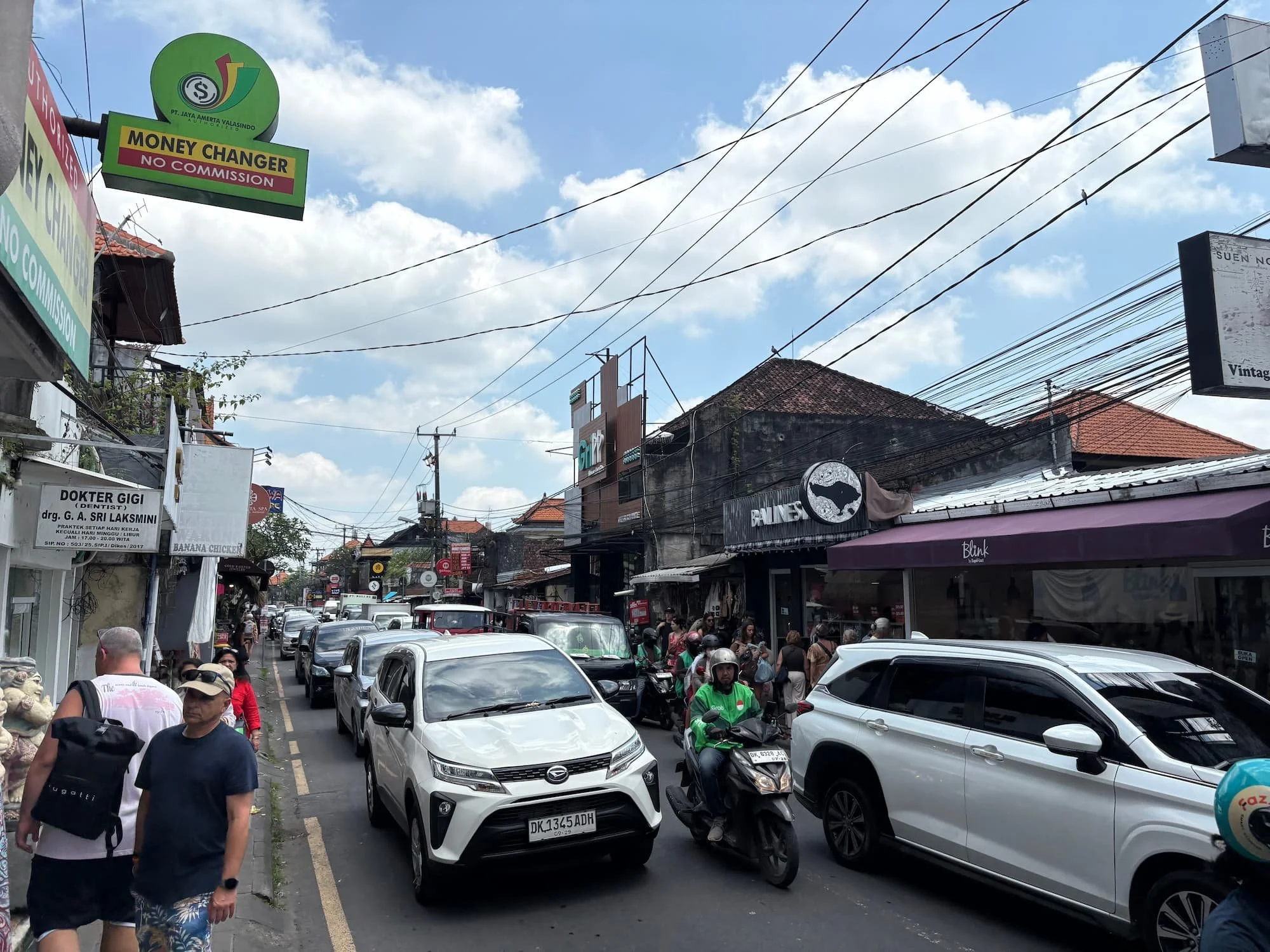 Busy traffic jam in Ubud in Bali