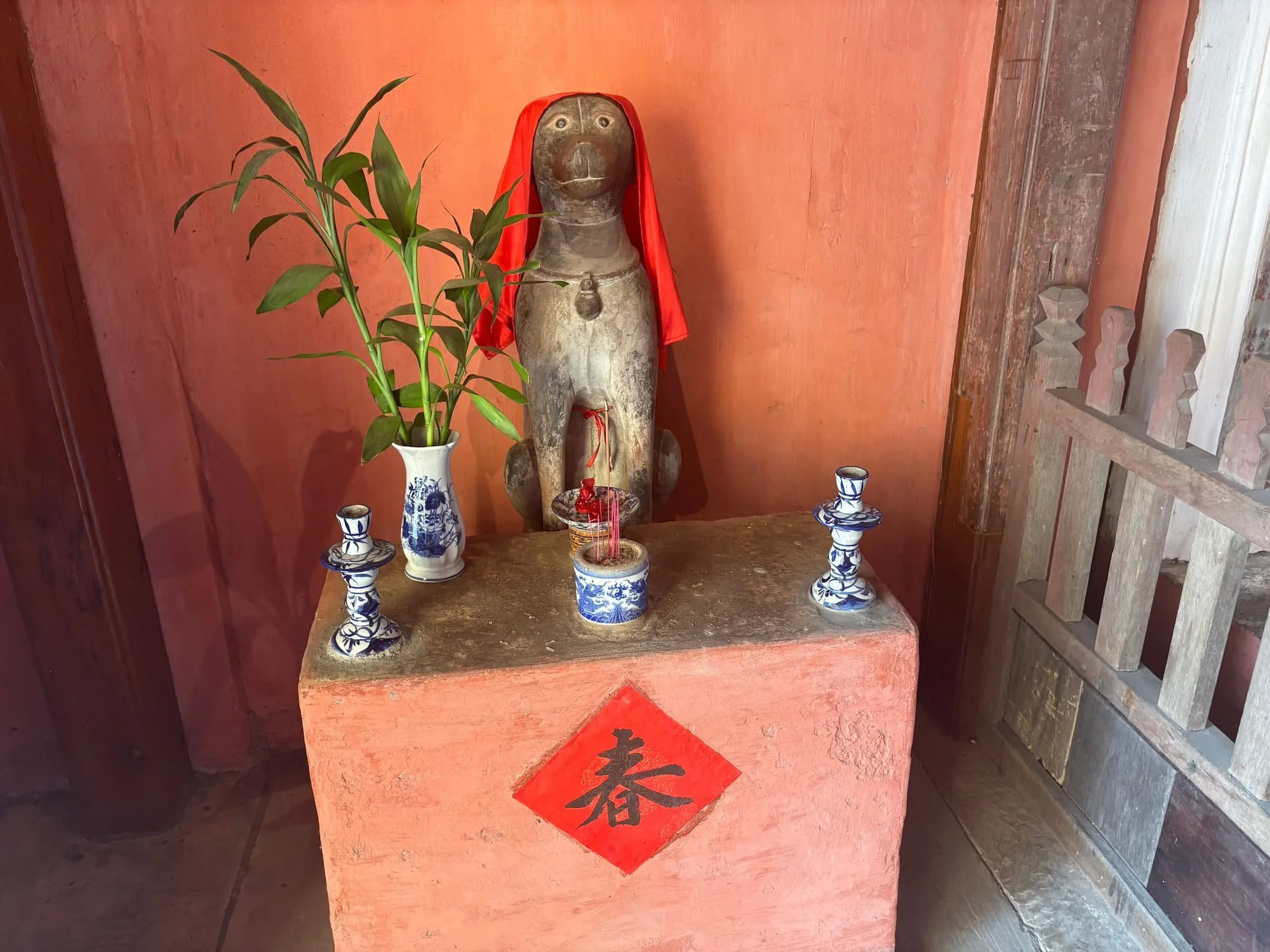 A Cantonese relic on Japanese Covered Bridge in Hoi An in Vietnam