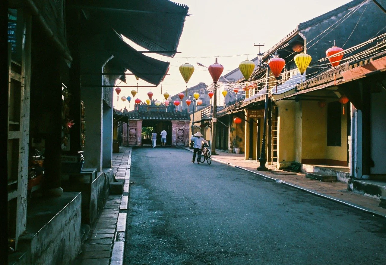 An empty street in Hoi An in the morning