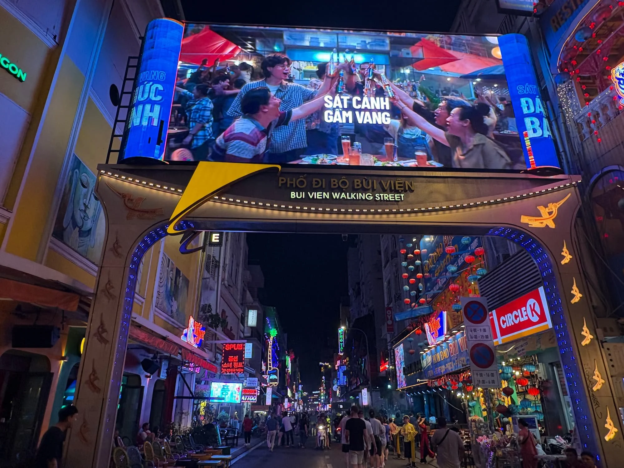 Entrance to Bui Vien Street in Saigon in Vietnam
