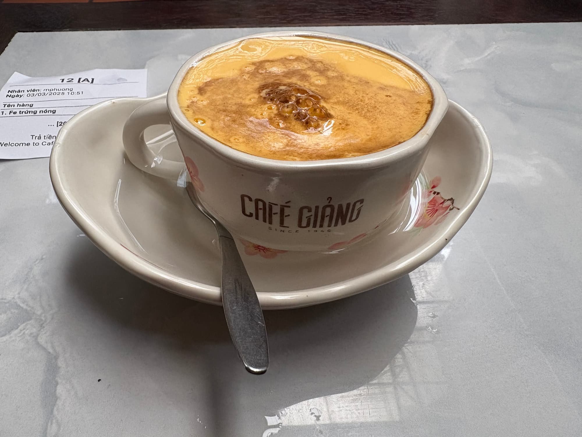Egg coffee in Cafe Giang in Hanoi in Vietnam