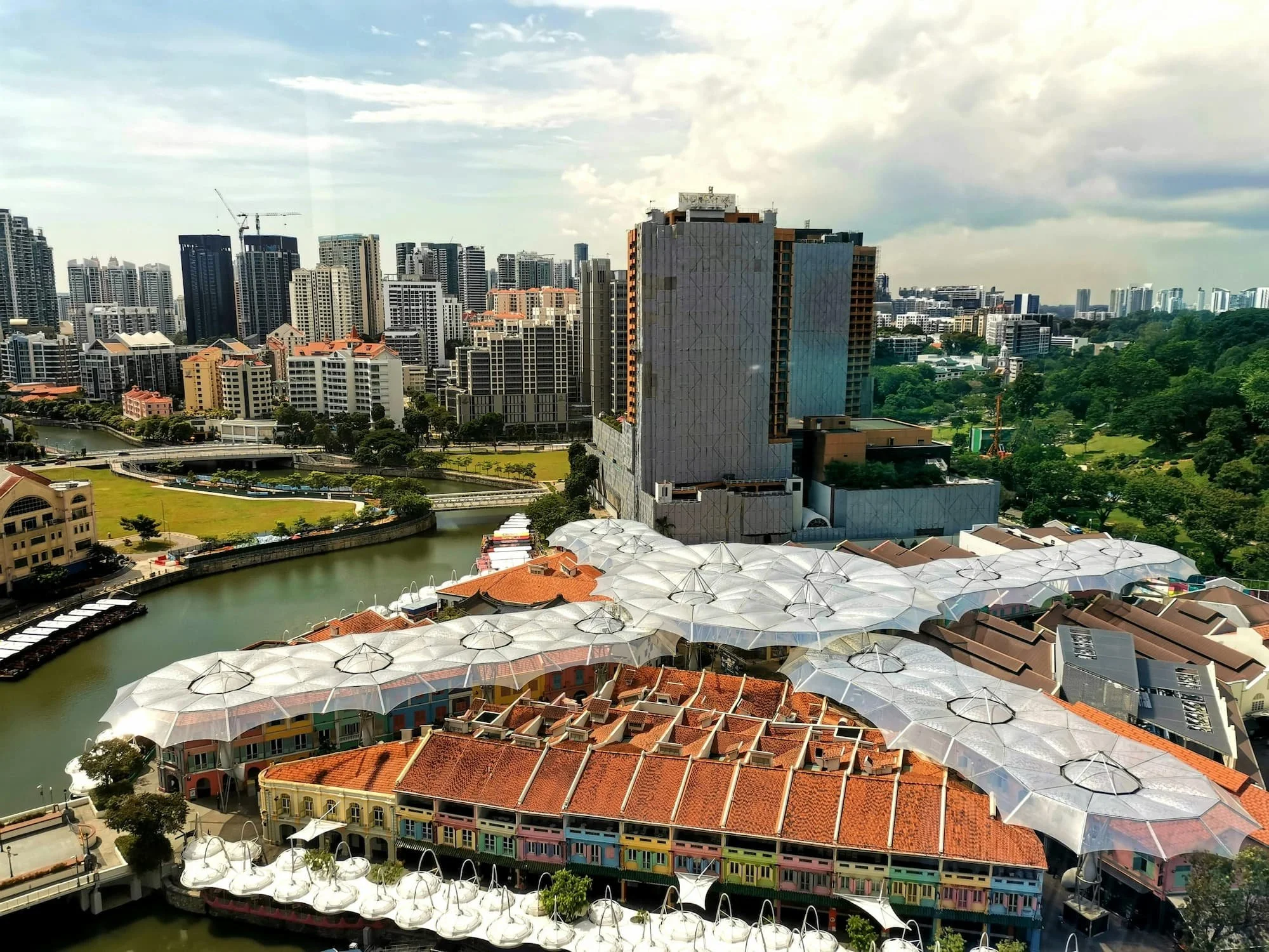 Views of Clarke Quay from a hotel in Singapore