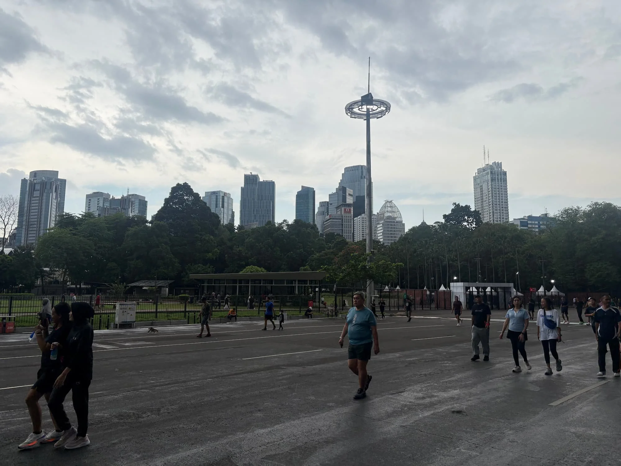 Walking around Gelora Bung Karno Stadium in Jakarta in Indonesia