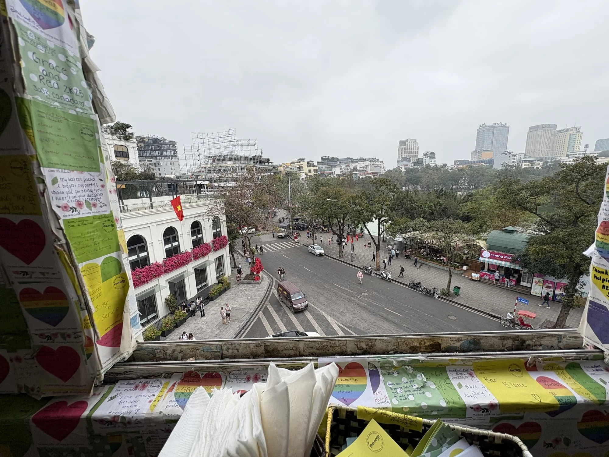 Views from The Note Coffee of The French Quarter in Hanoi in VIetnam