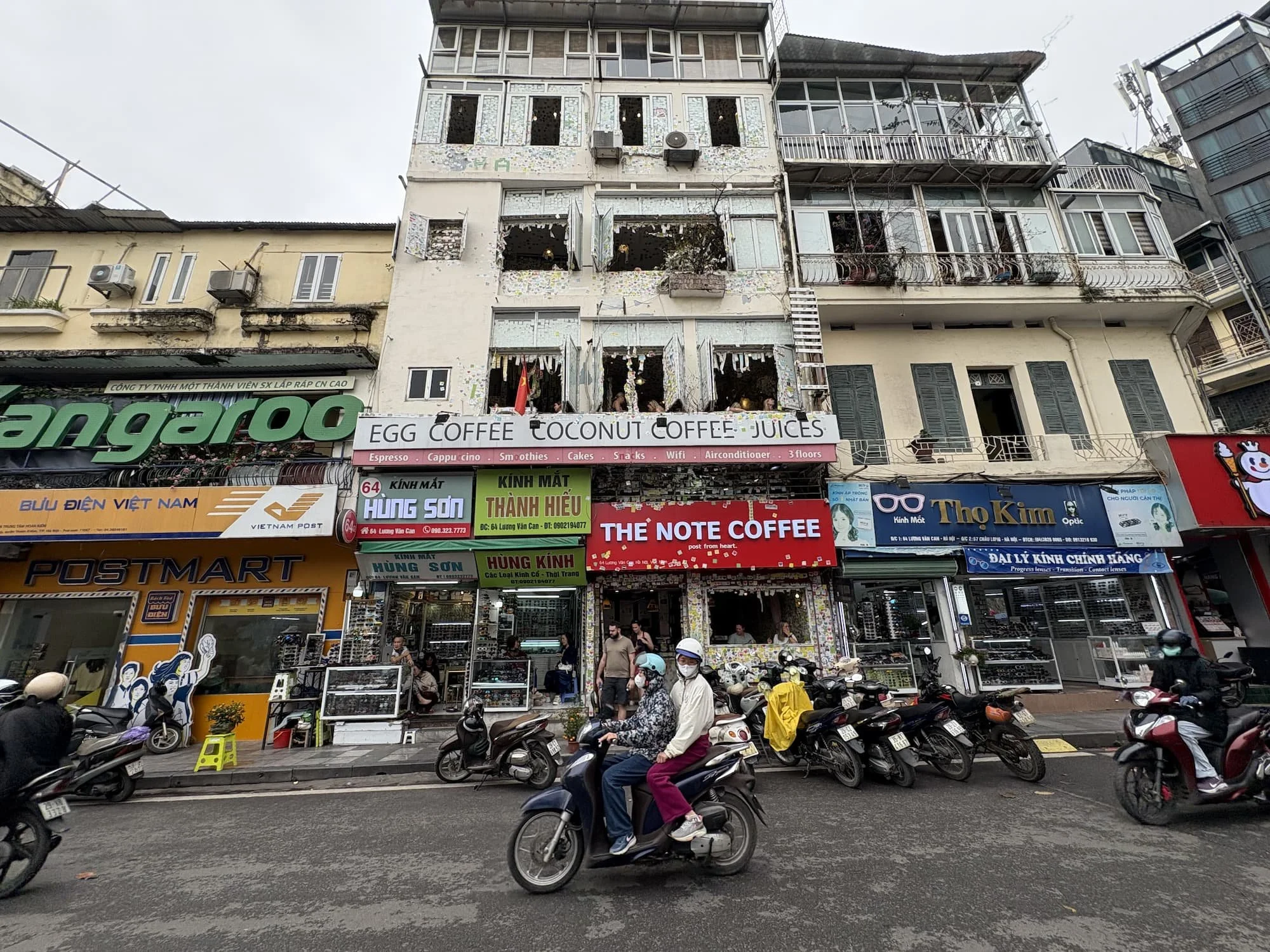 The front exterior of Note Coffee in Hanoi in Vietnam