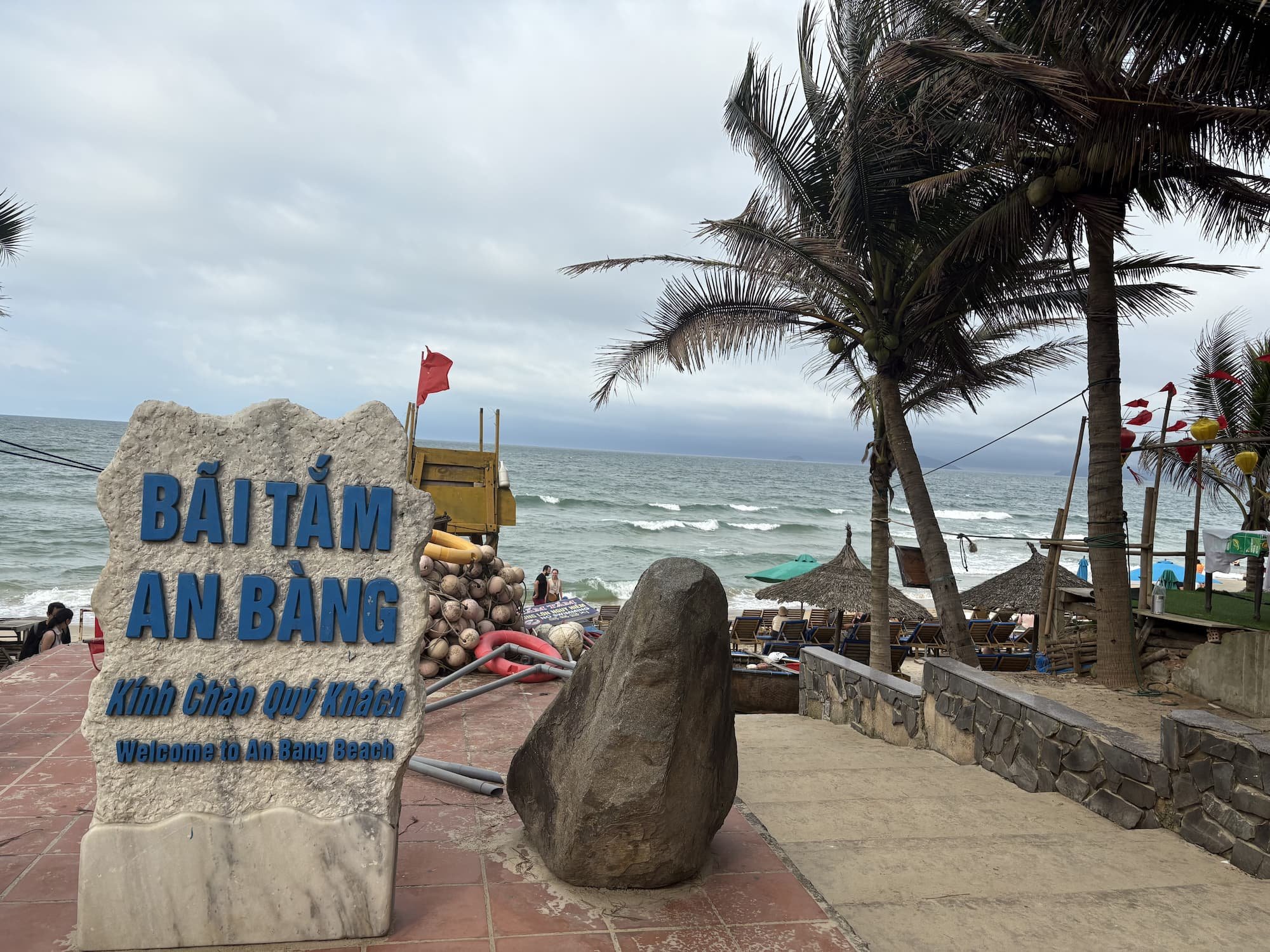 An Bang Beach sign in Vietnam