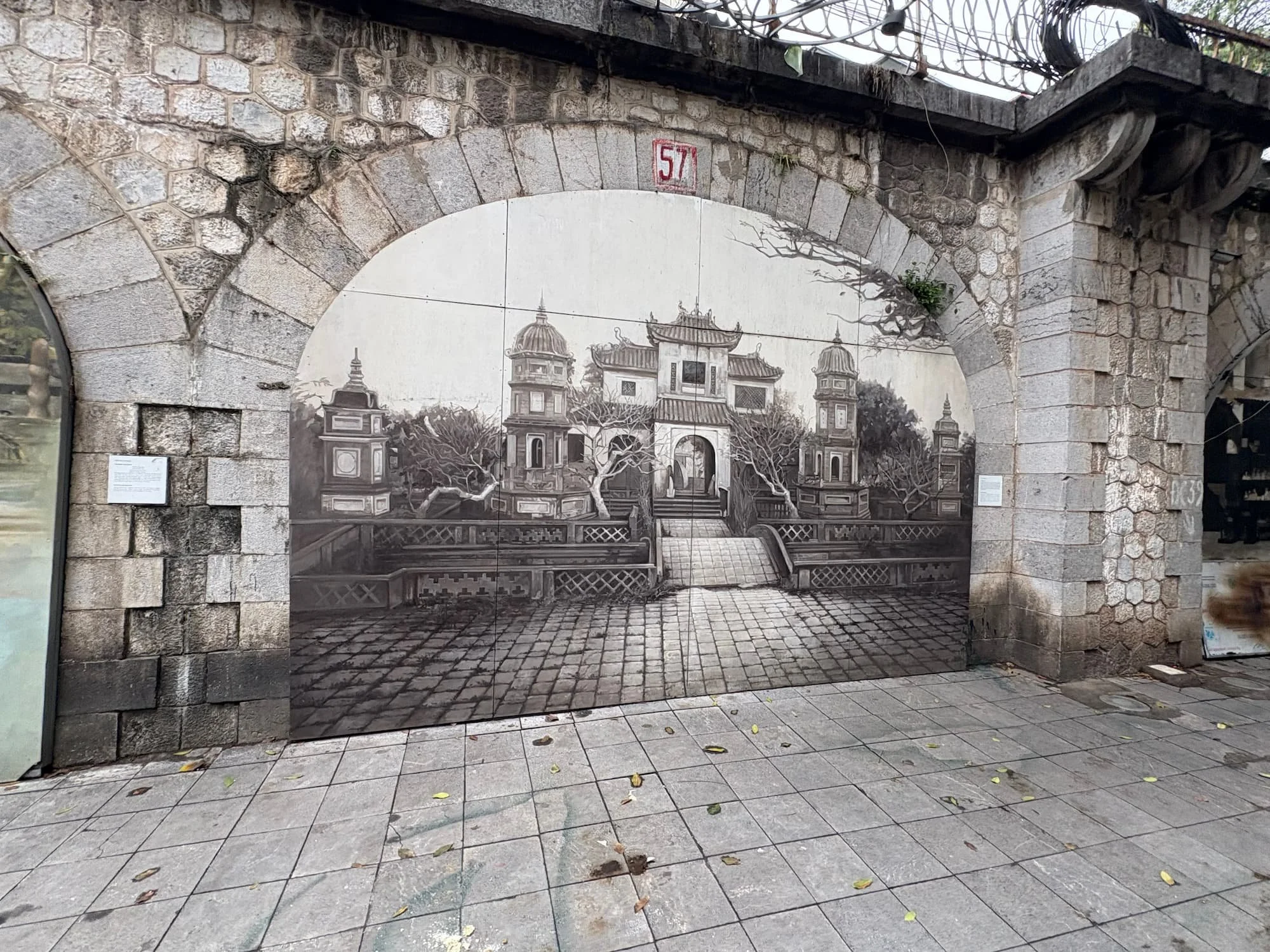 Phung Hung Mural Street in Hanoi in VIetnam