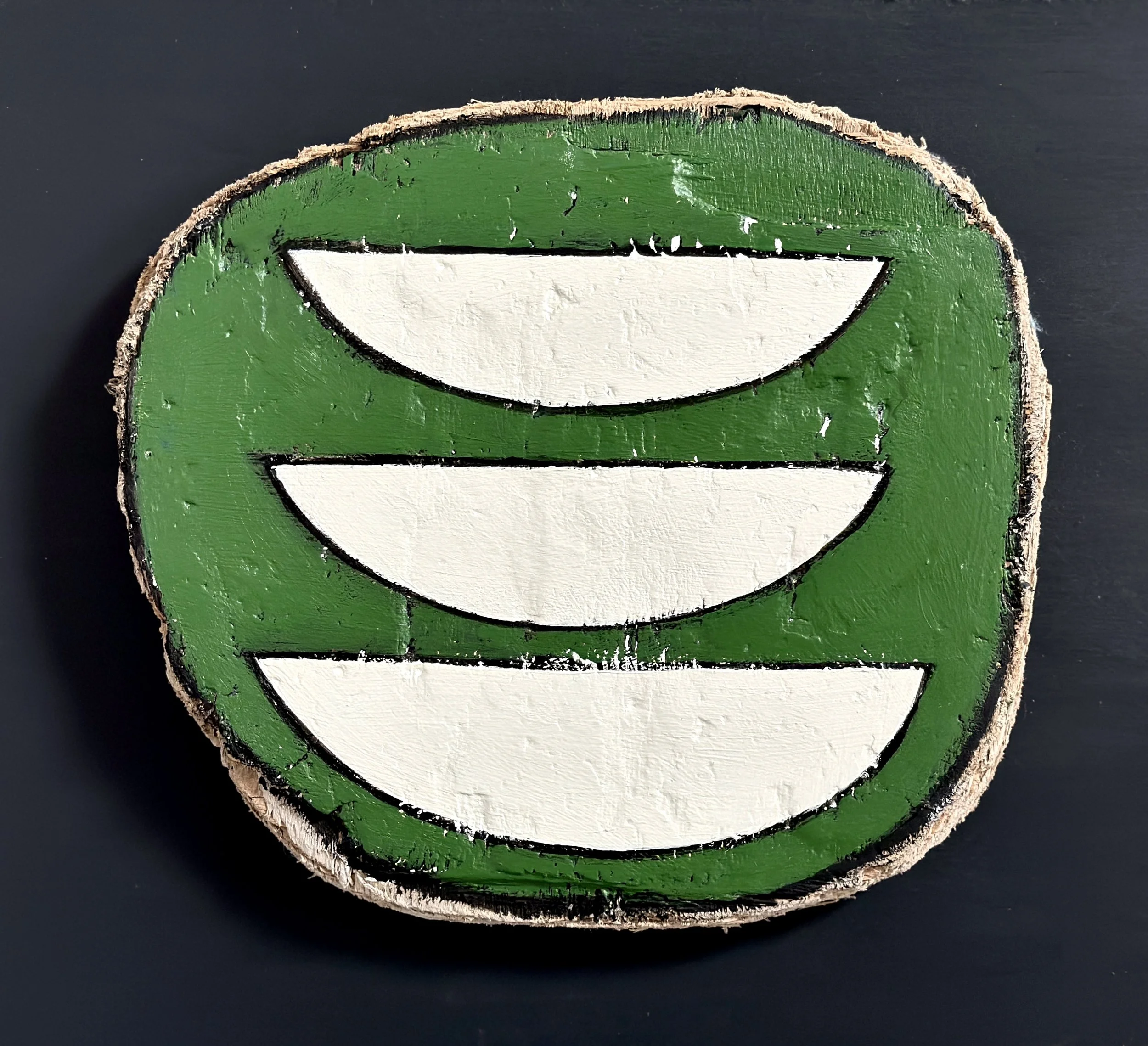 Three Vessels (green), 33 x 33 cm in bespoke frame