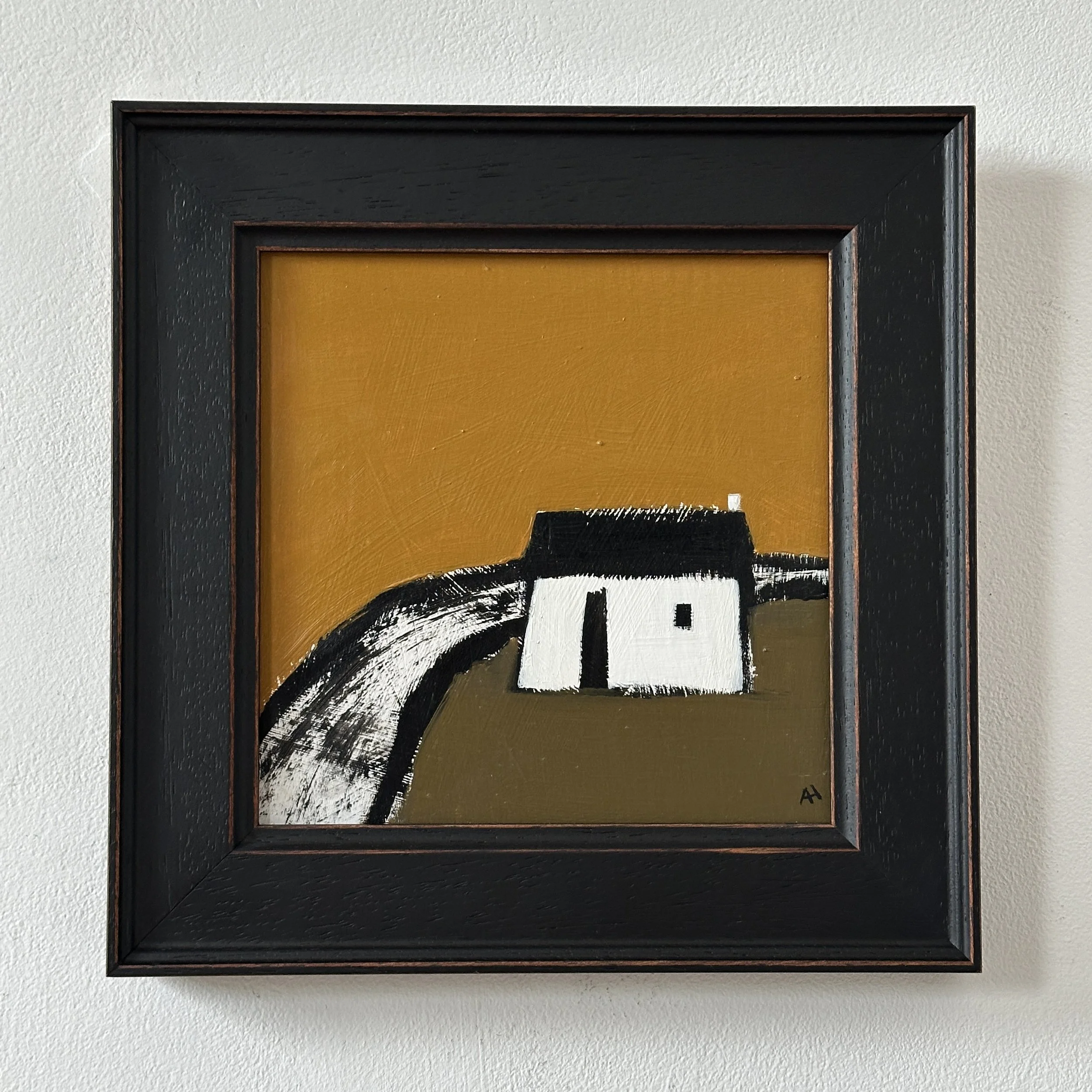 Ochre Sky, oil painting on wood, 29 x 29 cm in bespoke frame.   Selected for Oxford Art Society Members' Exhibition 2026, open 28 March - 11 April at The Barn Gallery, St John's Oxford OX! 3JP