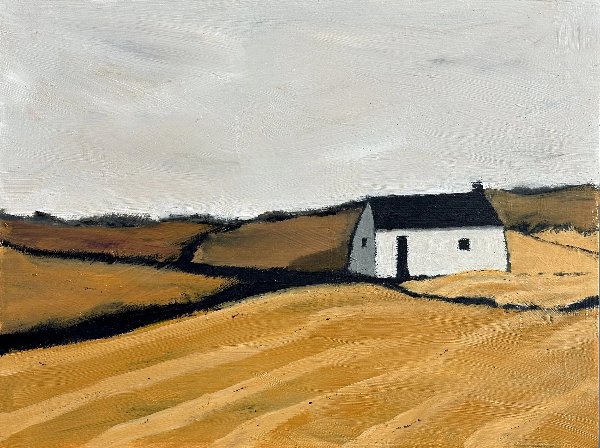 Ochre Light, oil painting on wood, 34 x 41 cm bespoke framed, selected for the Summer Exhibition at the Gallery at Green & Stone