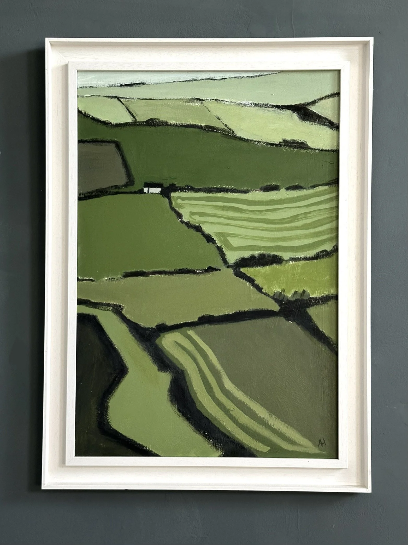 Greener Pastures, oil painting, 72x51cm in bespoke frame, now available at The White Gallery Cotswolds