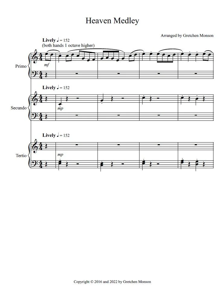 Heaven Medley Piano Trio by Gretchen Monson Sample 1