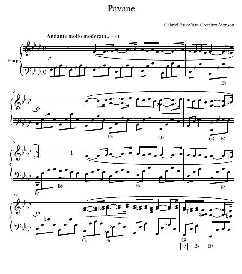 Pavane (Faure) Harp Solo by Gretchen Monson Sample 1