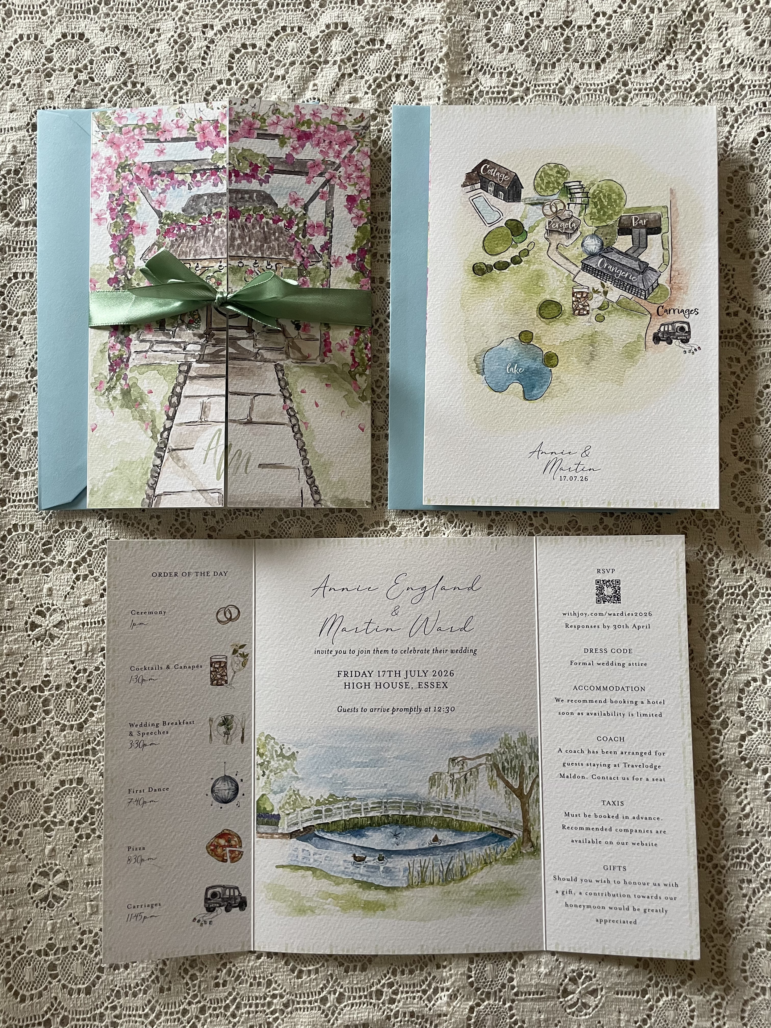 wedding stationery gatefold invitations and map
