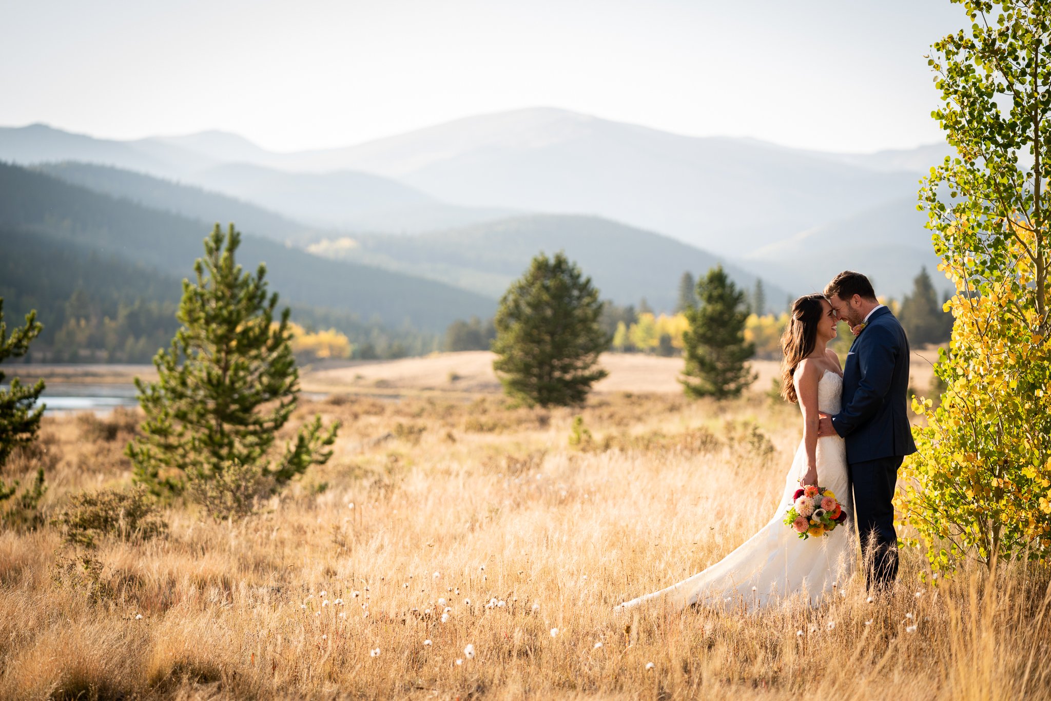 Golden Hour elopement with mountain view