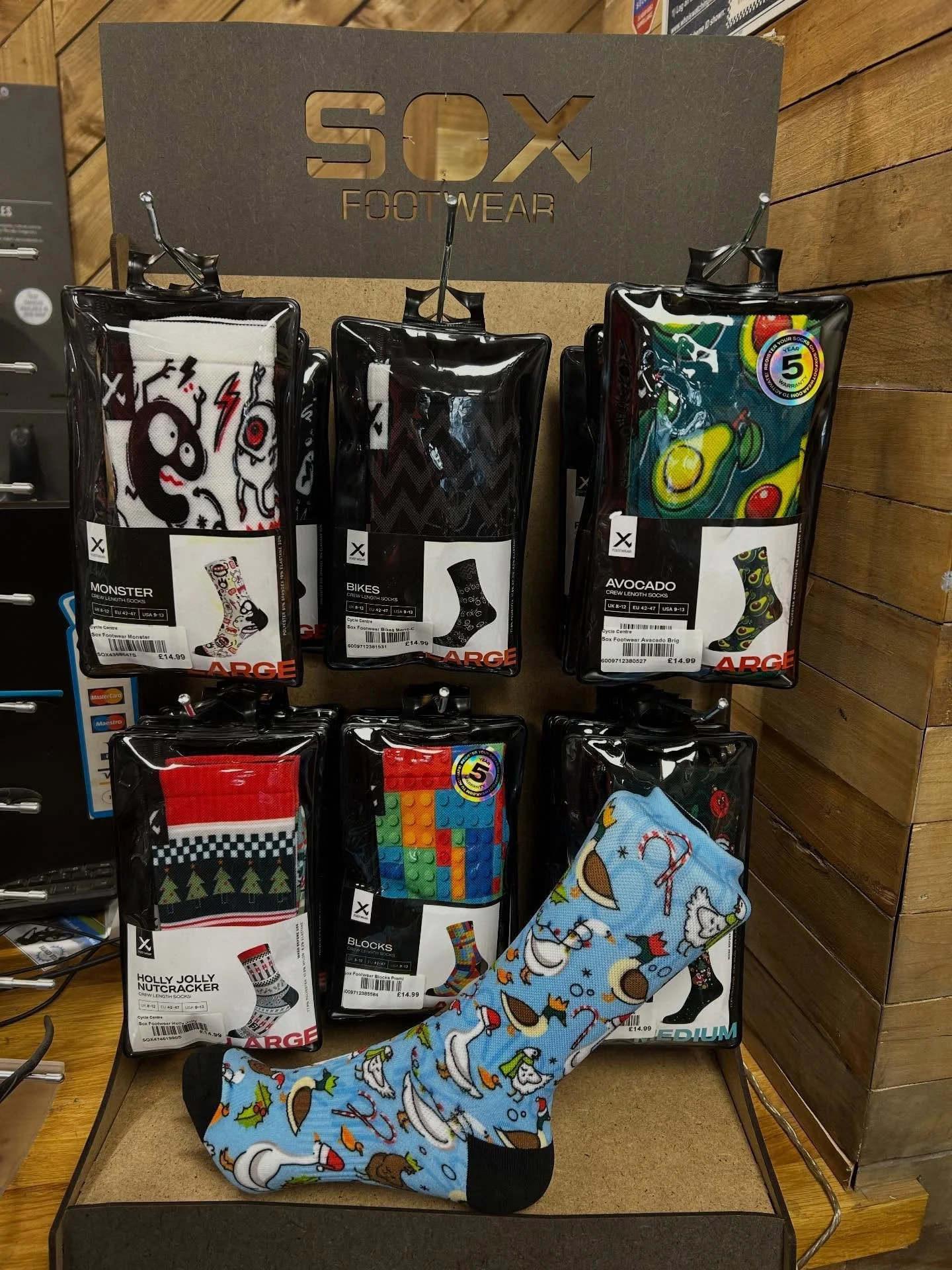 Christmas stocking filler... pun intended
We have just received a new range of socks instore. 

Sox footwear are premium quality, benefits including a
5 year warranty, 

No fade or washout
Breathable mesh
Arch support 
Seamless toe
Elasticated leg
Er