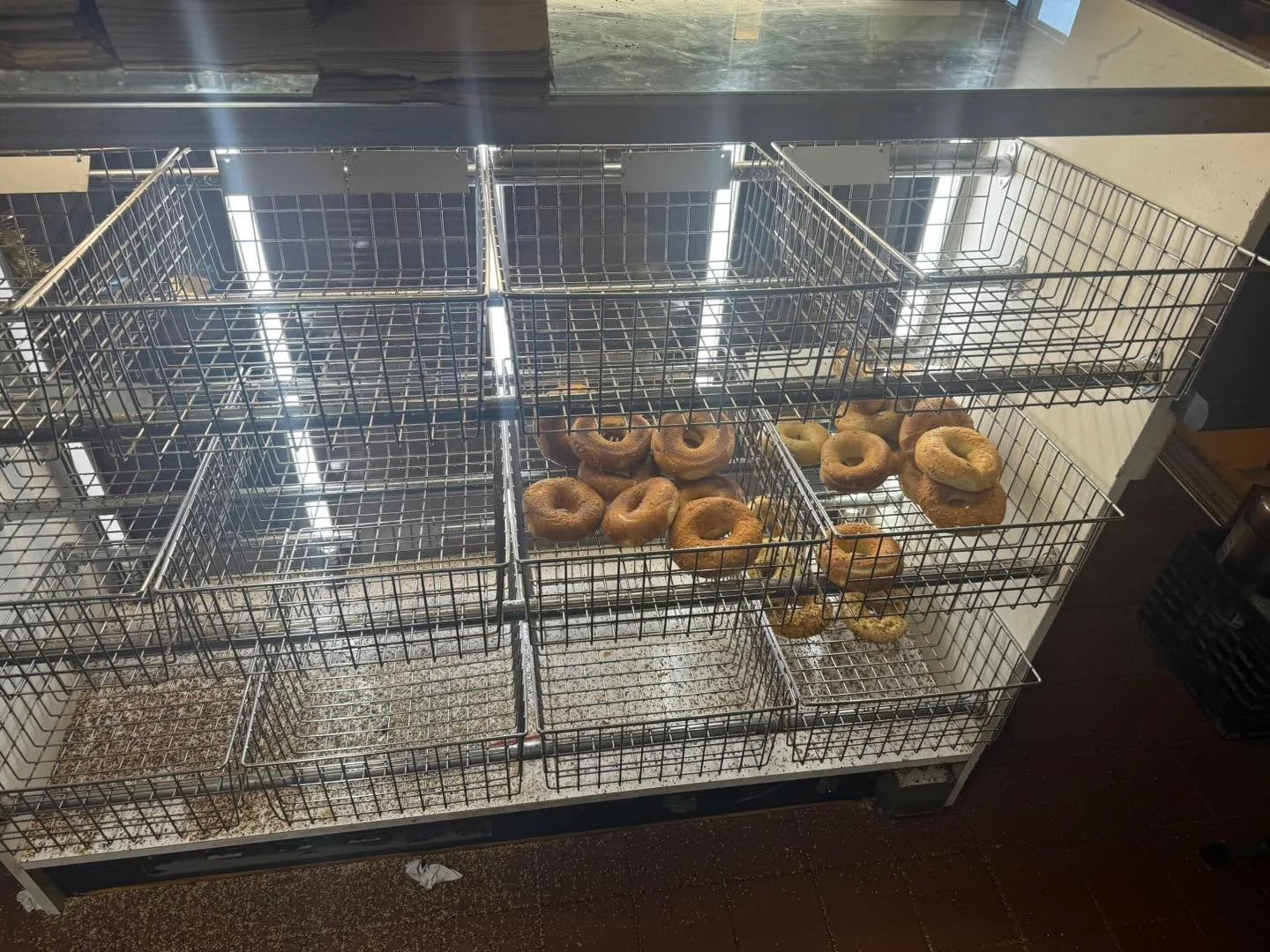 I told you to preorder 😜 
Record sales of Bagels today. We anticipate more of the same tomorrow. I would highly advise online ordering early tomorrow as we will probably be seeing the same empty baskets again. Open Wednesday Xmas Eve from 6-2 
#noty