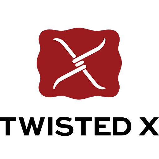 A red square with rounded edges featuring a white abstract design of two intertwined ropes or threads.