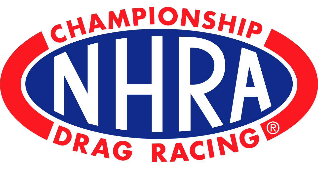 NHRa Championship Drag Racing logo with red, white, and blue colors.