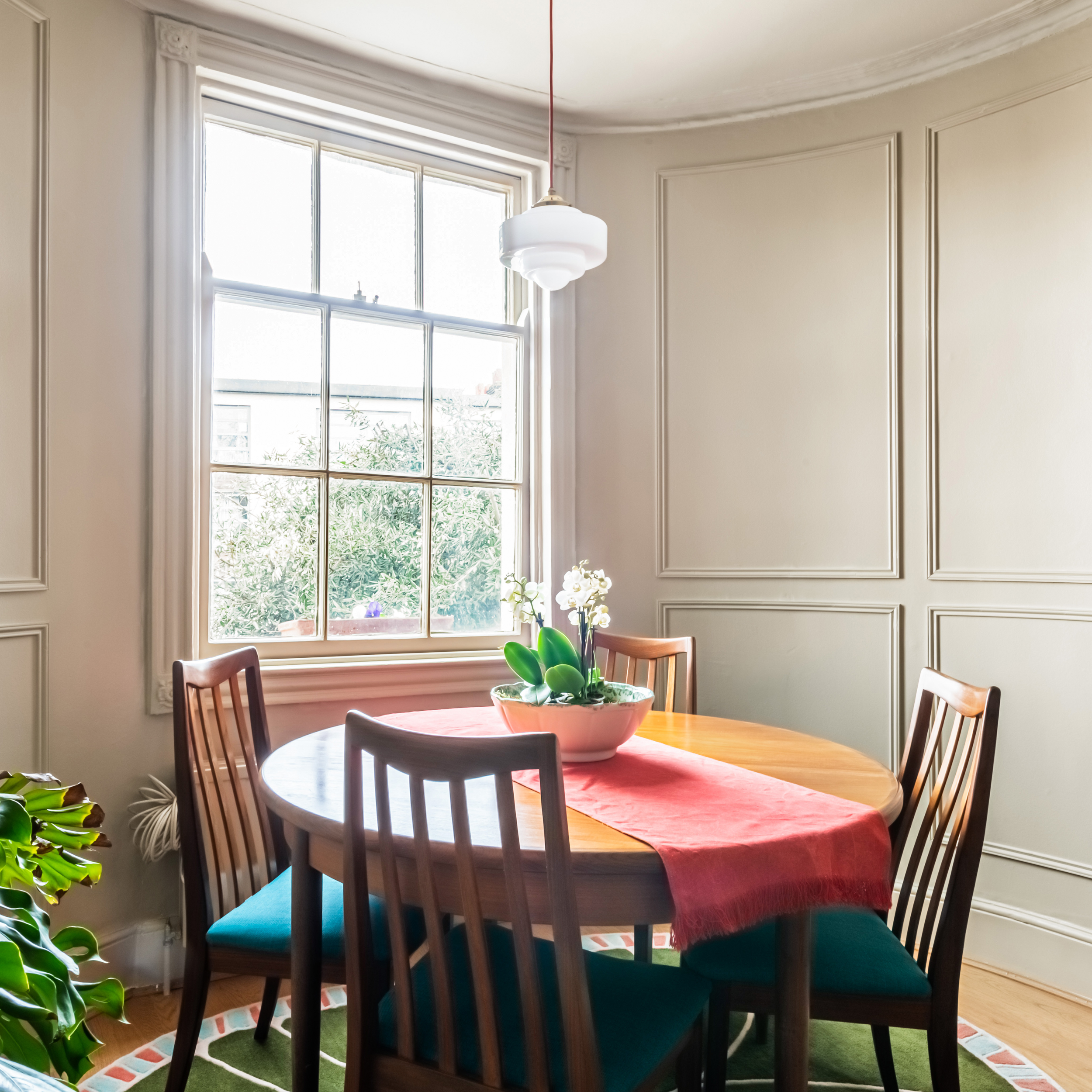 Grade II listed building with panelling in semi-circular window