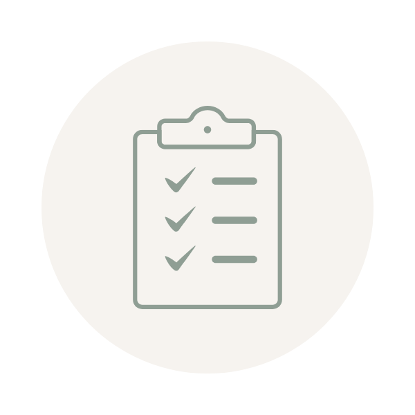 Icon of a clipboard with checklist marks
