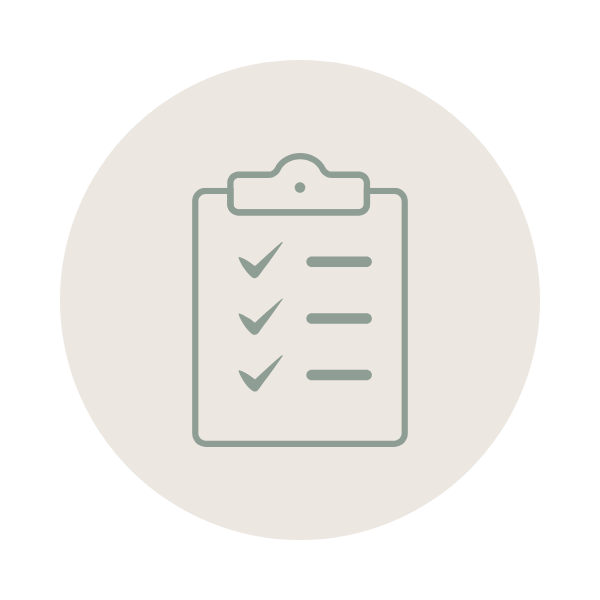 Icon of a clipboard with checklist marks.