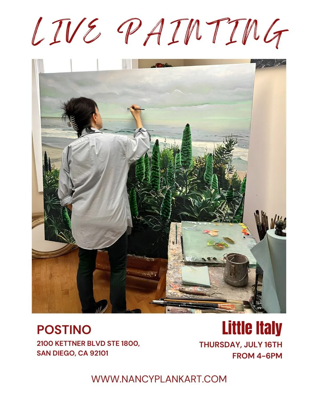 Come See Me Paint Live!

There is something magical about watching a painting come to life brushstroke by brushstroke. Seeing an artwork develop in person creates a deeper connection between the collector and the finished piece. 

I will be painting 