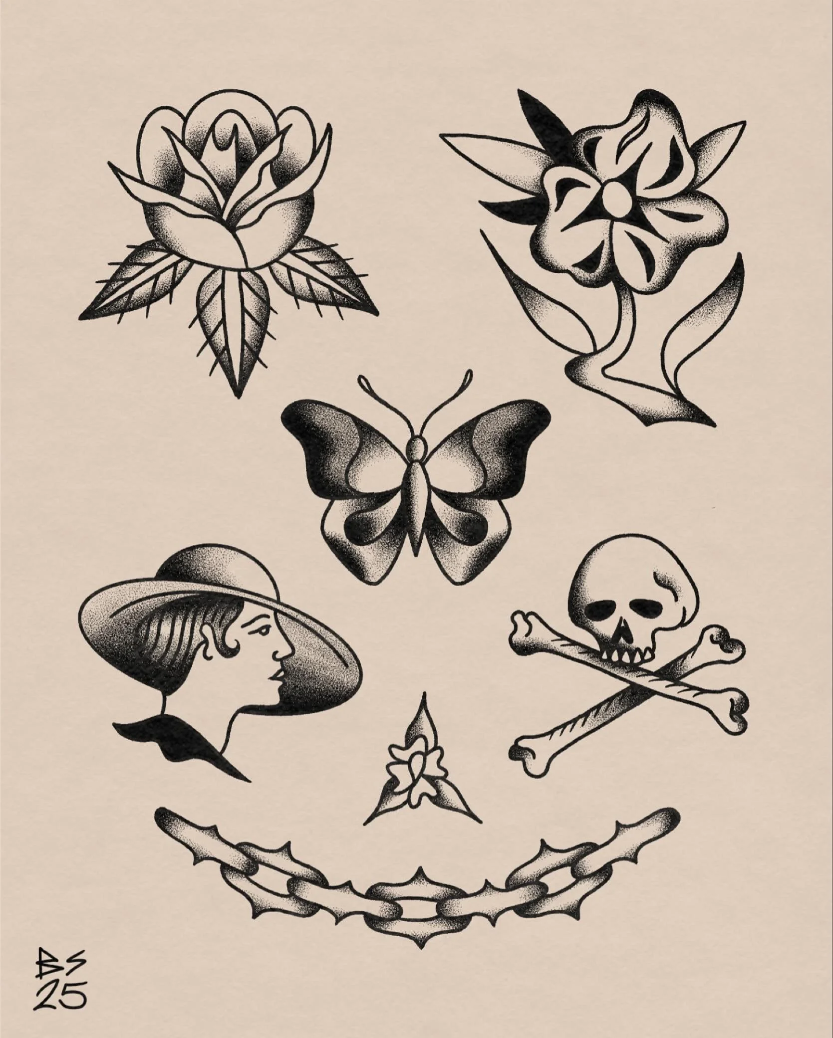 Flash sheet #2: 

Some death, some life and some love.

#tattooflash