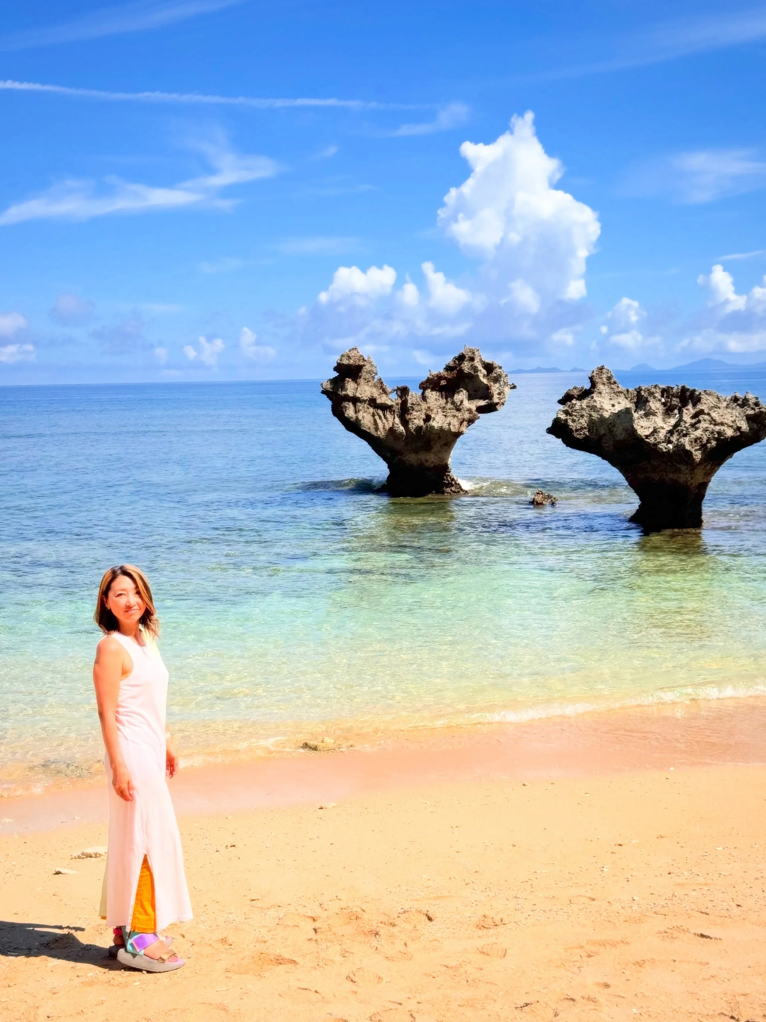 Hello from Okinawa 🌺🐠✨

The photo was taken at the Heart Rocks on Kouri Island, Okinawa. 💕

The crystal-clear water, the endless blue sky, and the beautiful scenery everywhere have been absolutely breathtaking... even if it&rsquo;s been incredibly