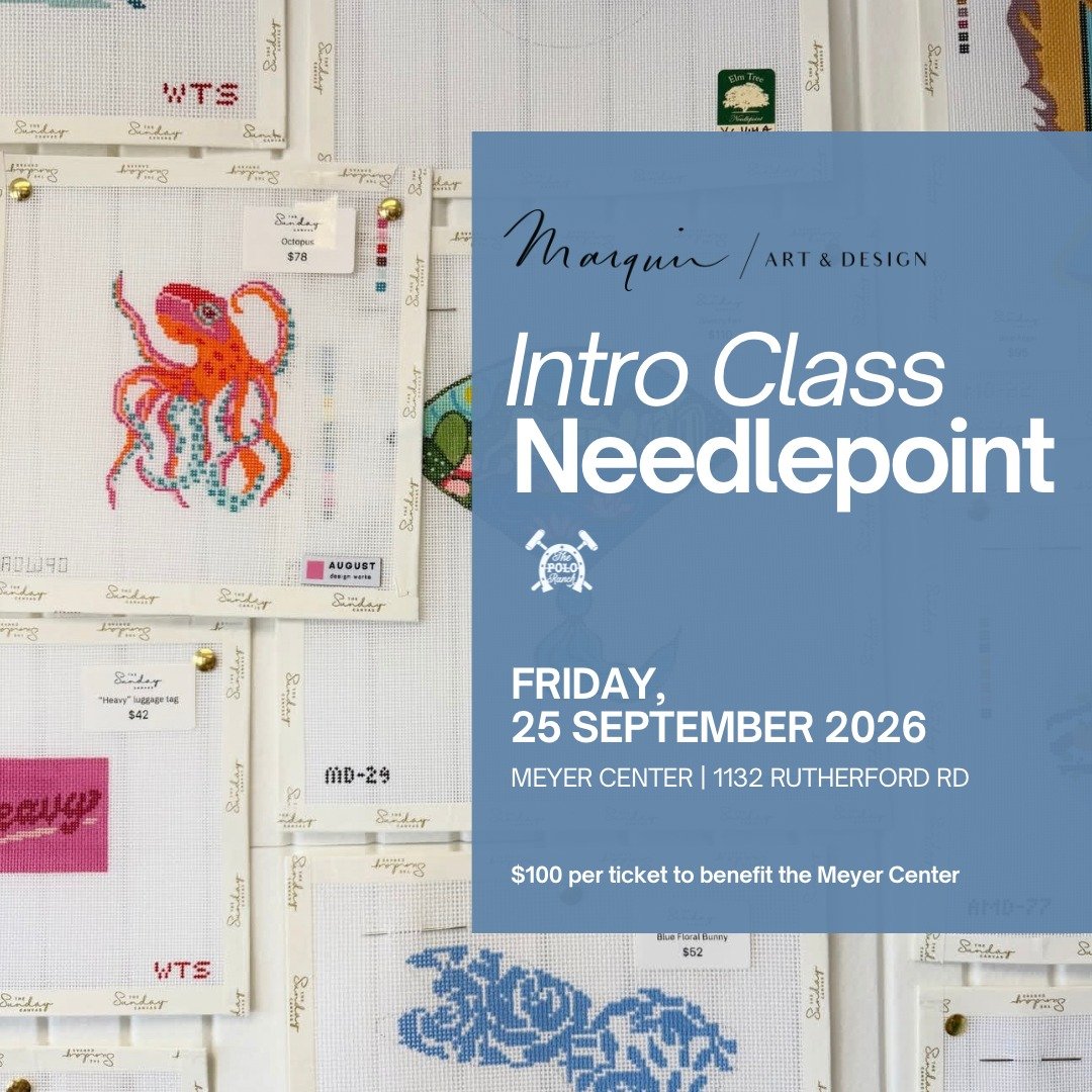 Needlepoint for a Cause! 🧵

Join local artist at the Meyer Center on Friday, September 25 for a special two-hour needlepoint class benefiting the Meyer Center Polo Classic. 100% of ticket proceeds support the Polo Classic! 🤎

Learn the basics of th