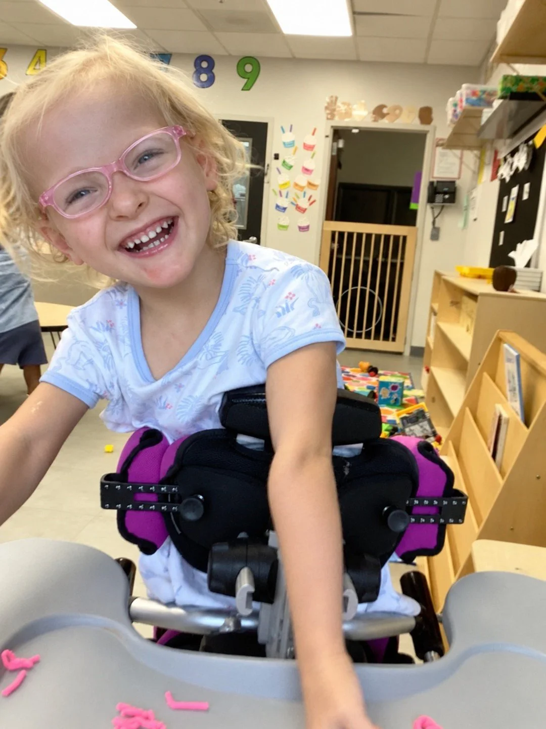 School is underway at the Meyer Center, and Callahan is back and ready!

Since we introduced you to her this summer, Callahan has been showing us what growing looks like, one small joyful moment at a time. She's got a silliness about her that lights 
