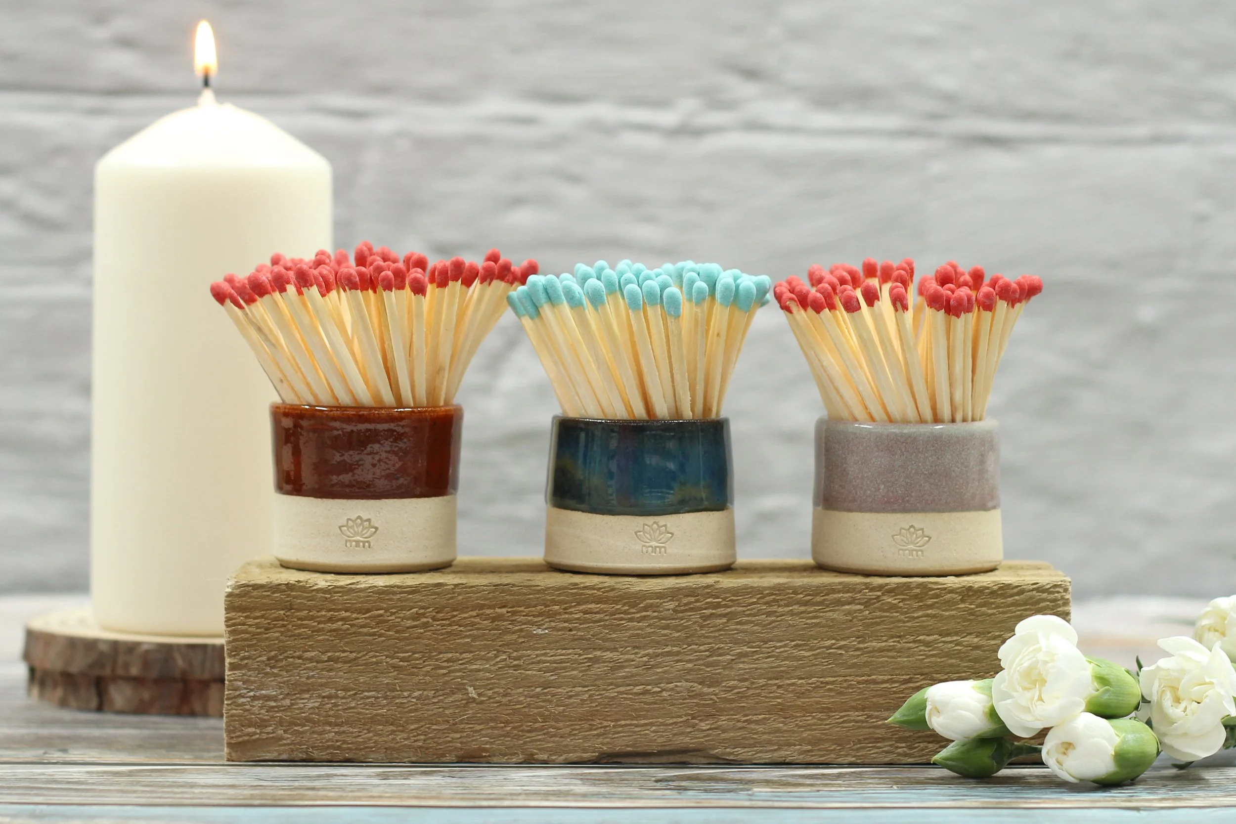 Handmade Ceramic Match Pot & Striker