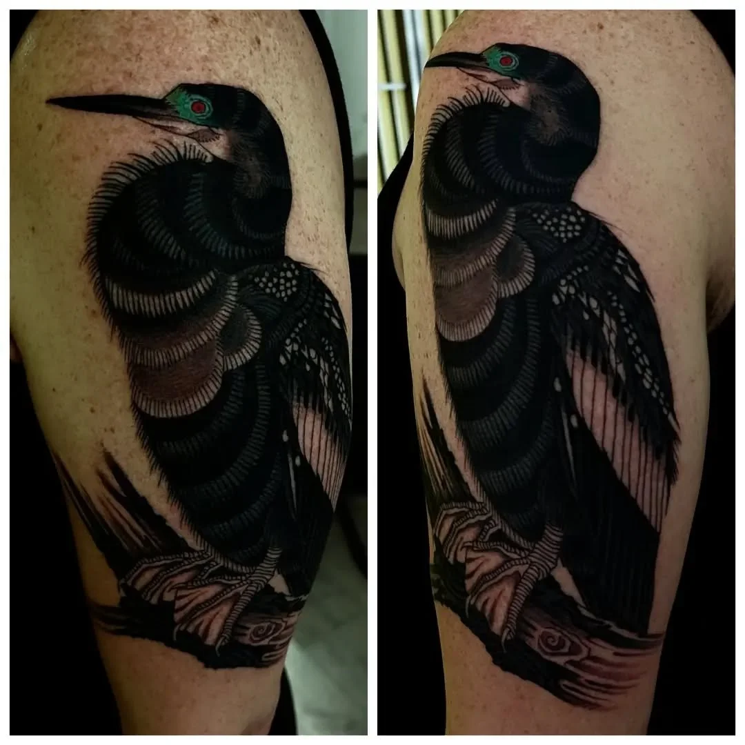 Anhinga for the raffle winner. Thank you Jamie! 

#anhinga #anhingatattoo #tallahasseetattoos #floridatattooartist #floridatattooshop