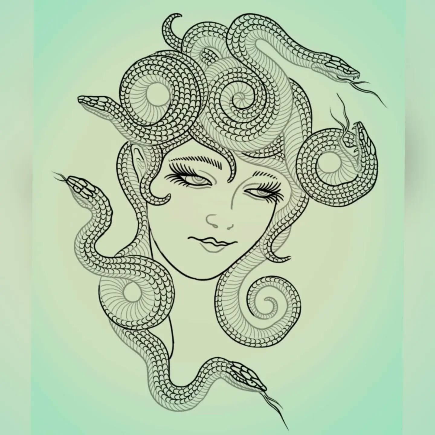 This one is spoken for but I'd love to do a big Medusa on a back ~ 🐍