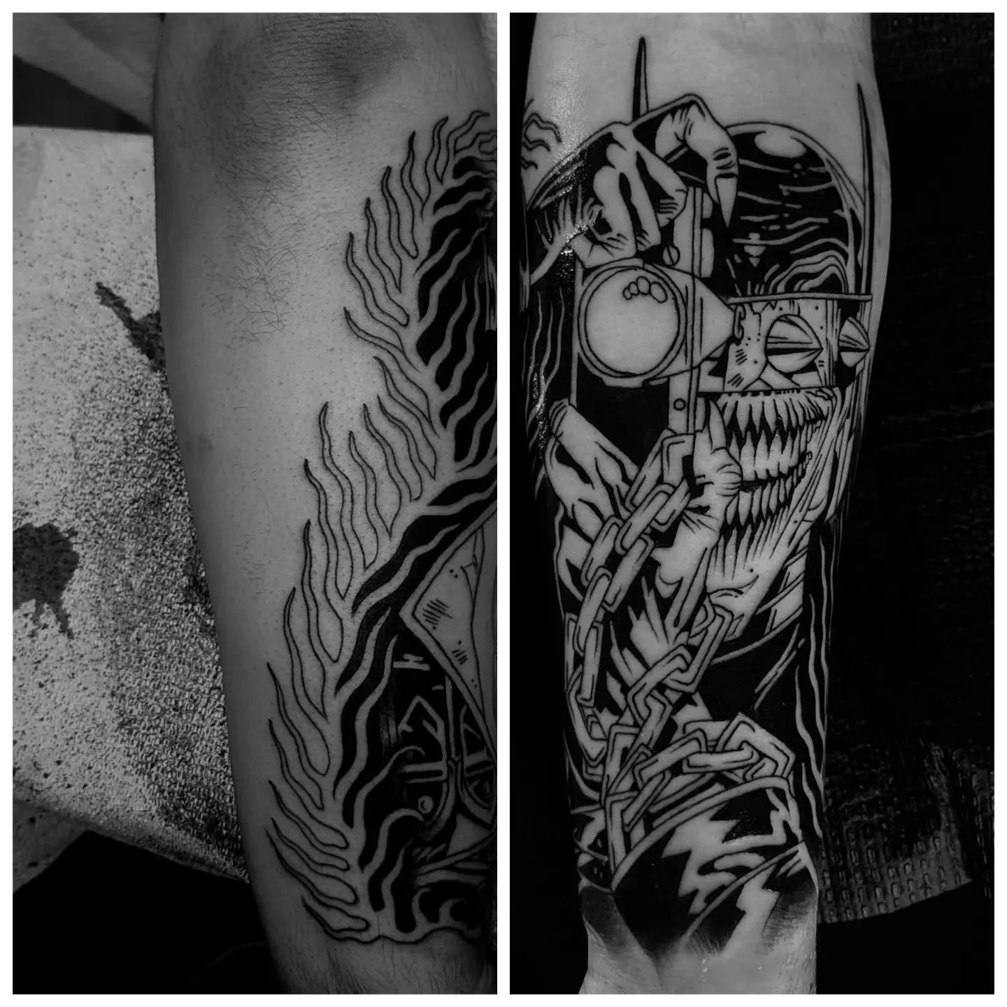 First session for Josh - something a little different than usual. This was fun! Fire is great for framing tattoos 🔥