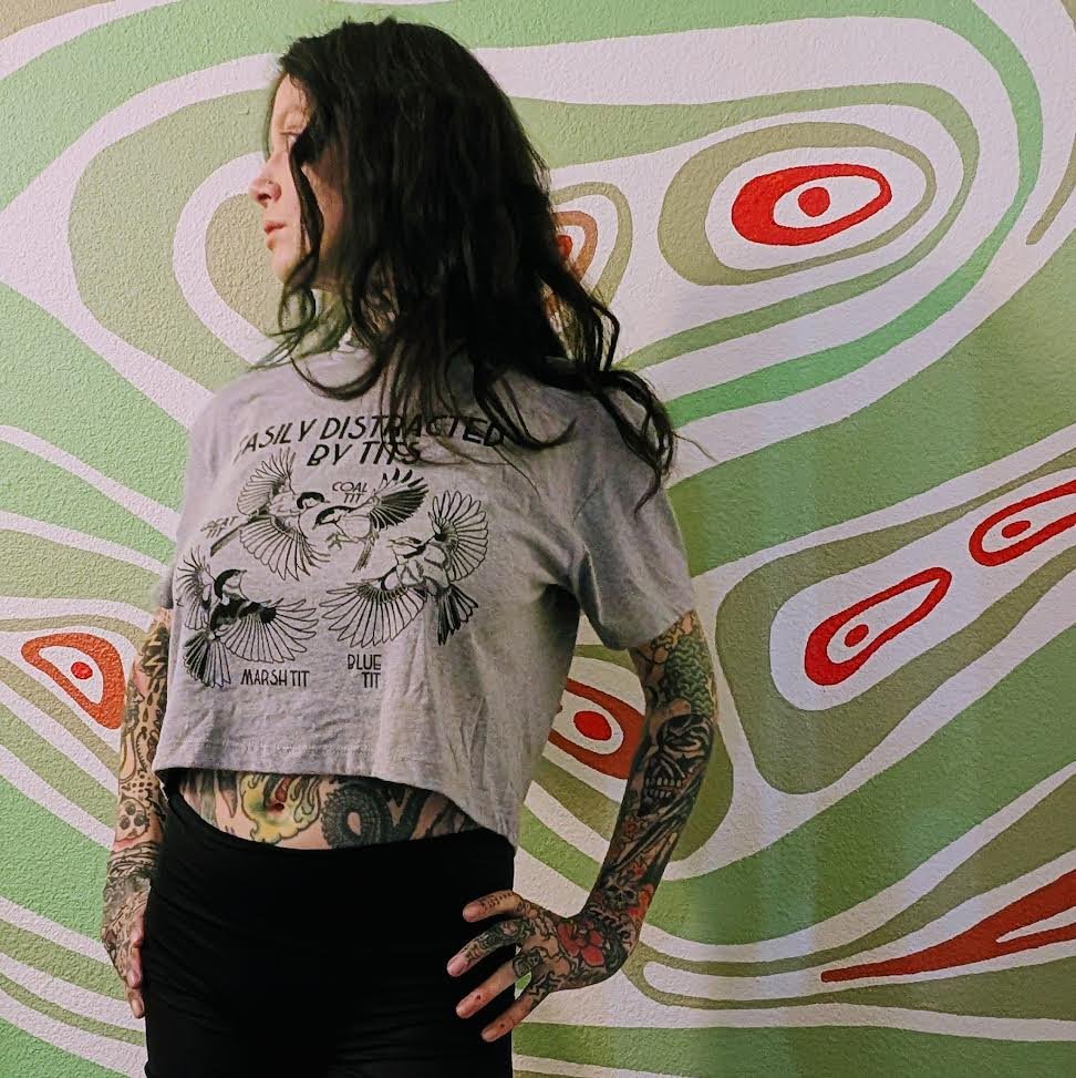 Easily Distracted by Tits - Grey Crop Tee