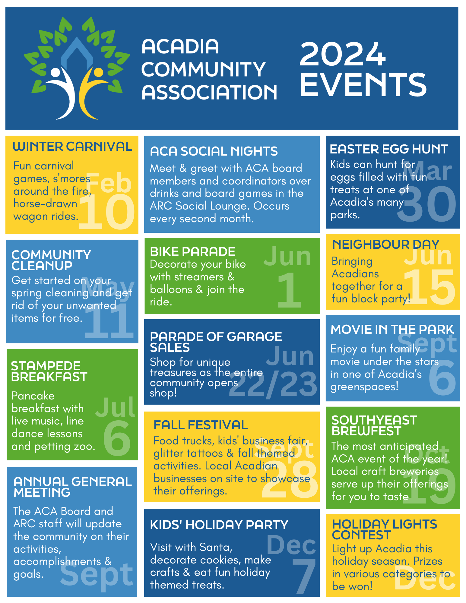 Events Calendar Acadia Community Association