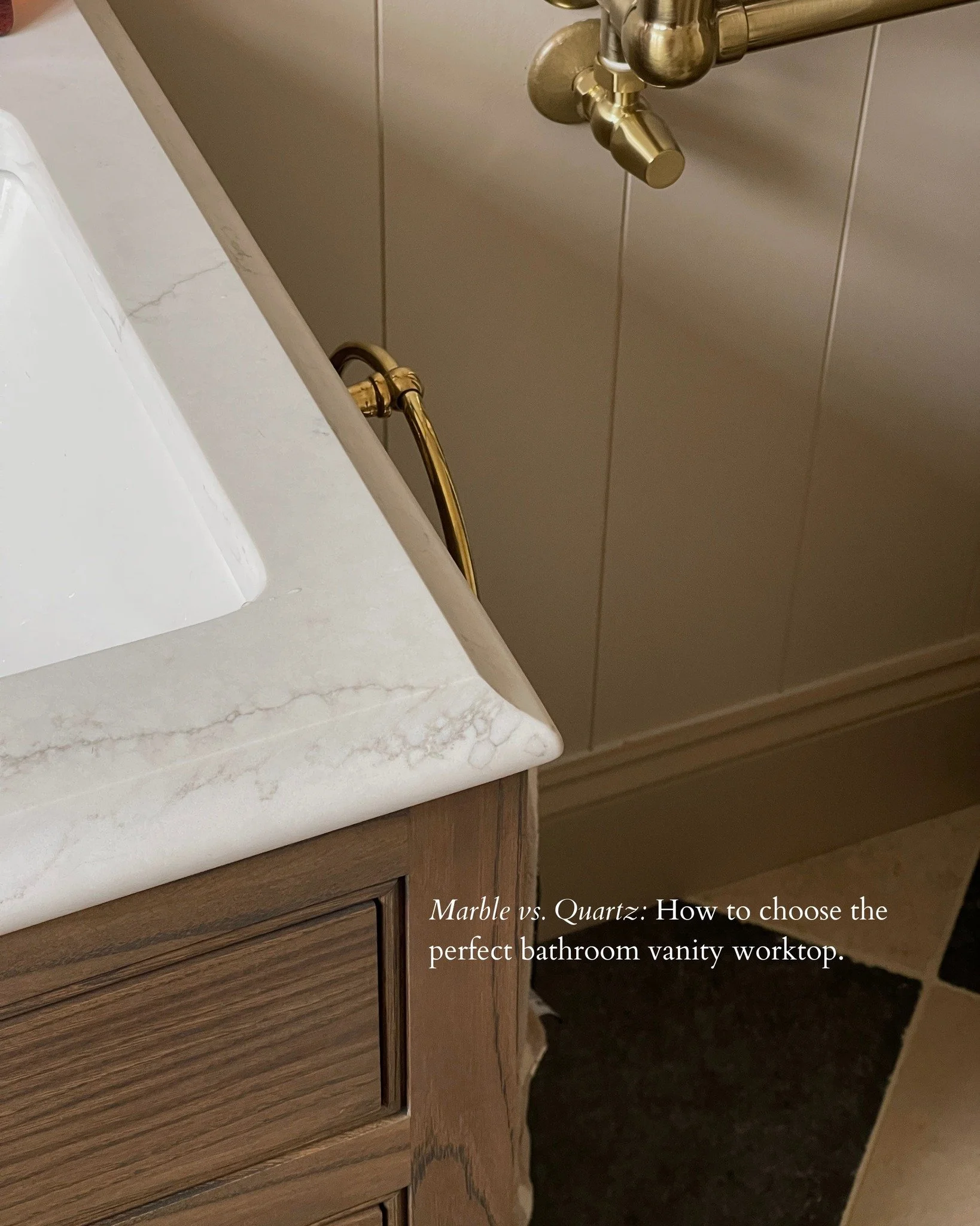 The bathroom vanity was finally installed this week, and it got me thinking about that age-old design dilemma: which material do you actually choose?

When it comes to bathroom renovations, the vanity worktop is one area where I always say it is abso