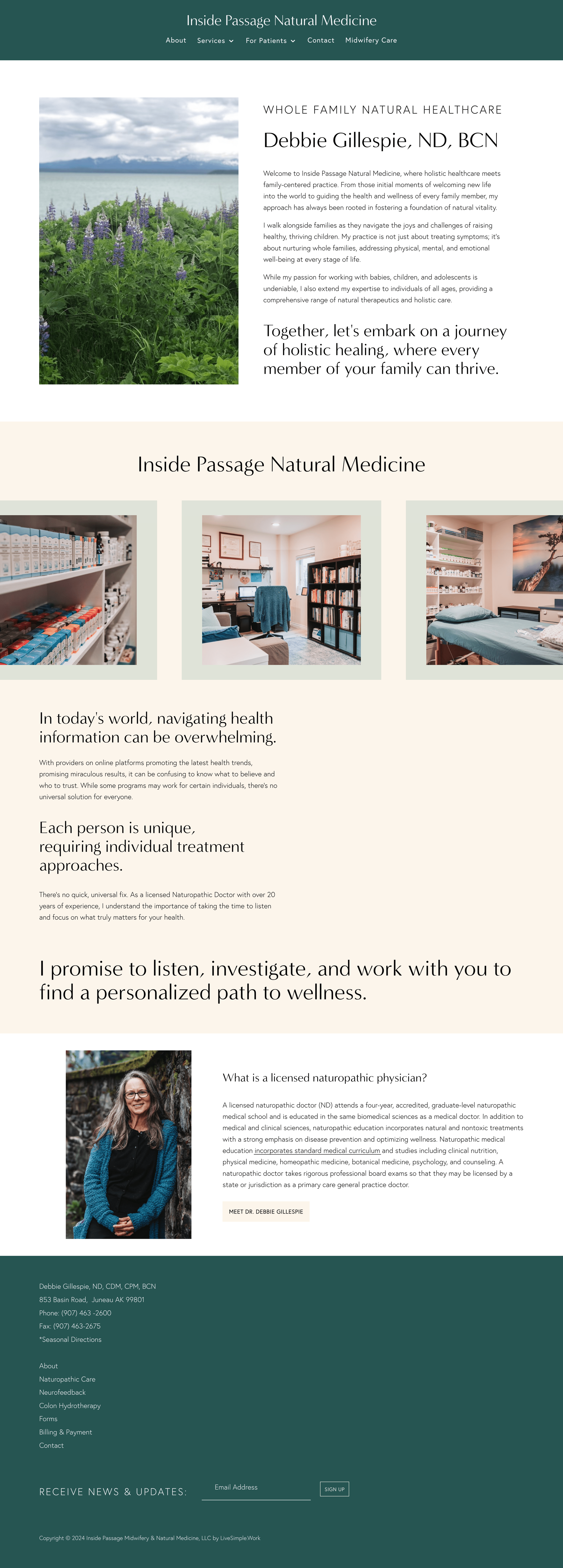 Screengrab of Inside Passage Natural Medicine's website