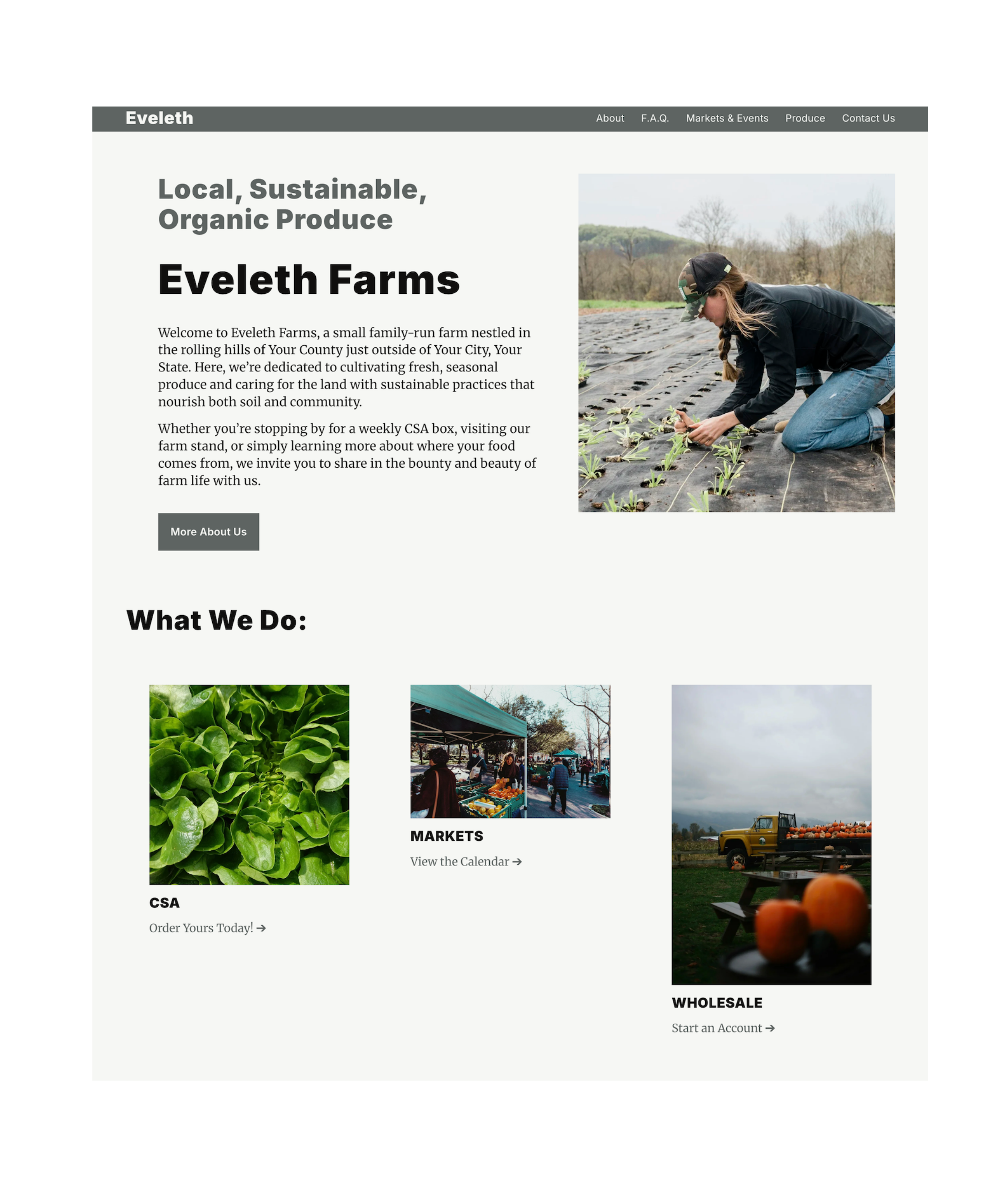Eveleth Website Template for Farmers