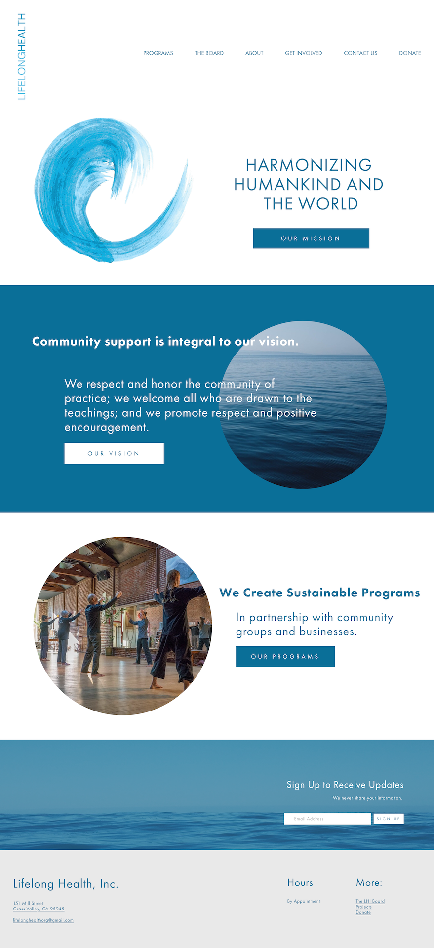 Screenshot of a website design for LifeLongHealth Org