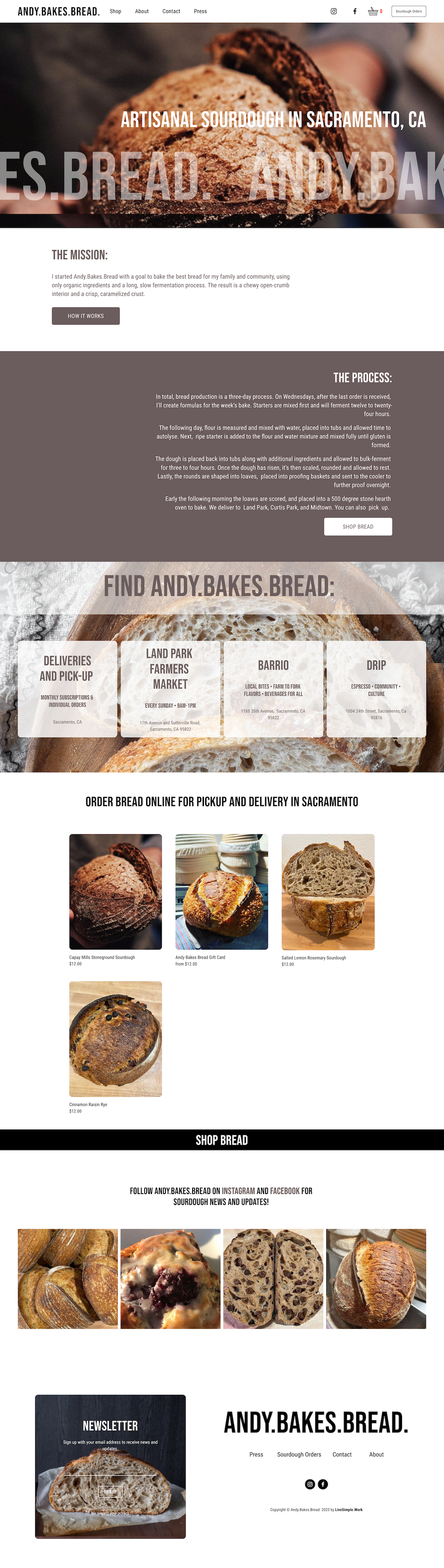 Screenshot of Andy.Bakes.Bread website.