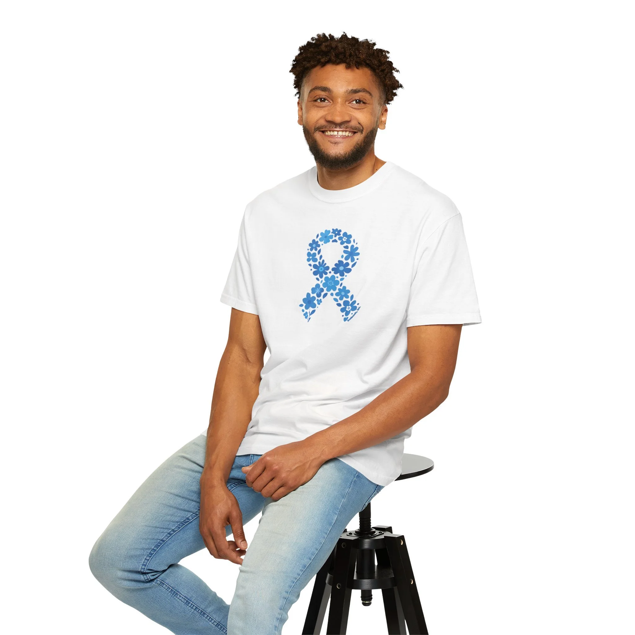 Floral Blue Child Abuse Awareness Ribbon Comfort Colors® Tee