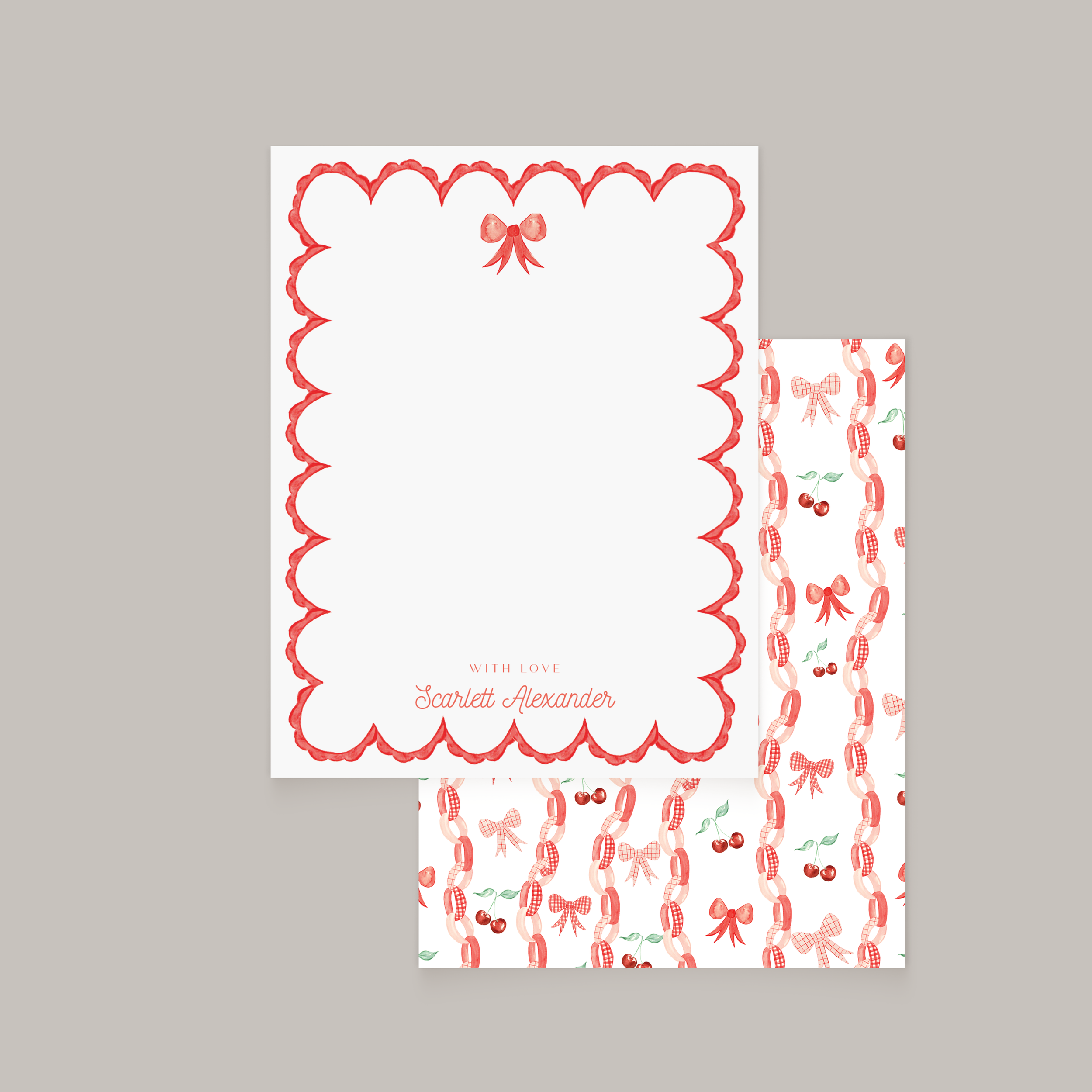 Paper Chain & Red Bow Notecard