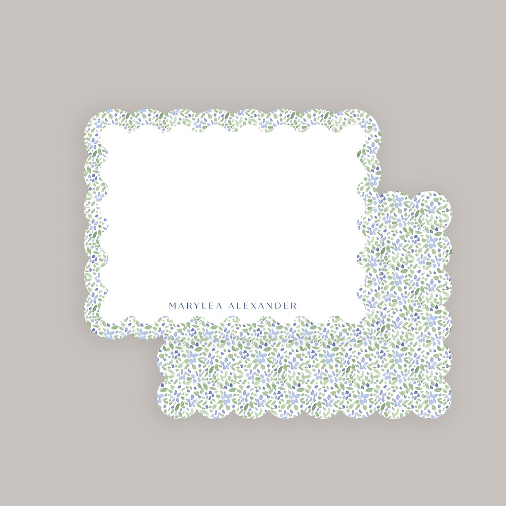 Wavy Scallop & Floral Chinoiserie Notecard — Soirée All Day Co.