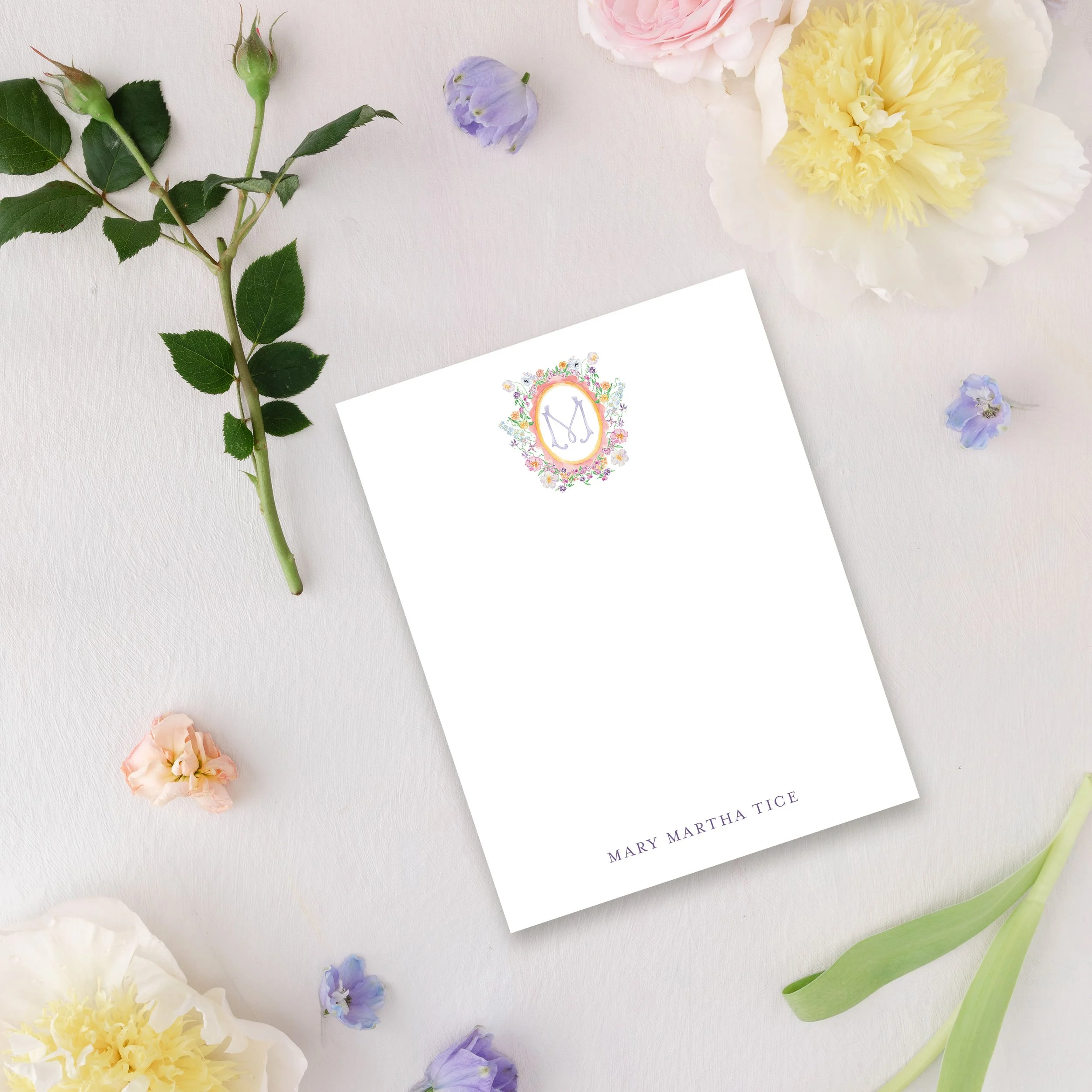 Lavender Monogram Notecard
