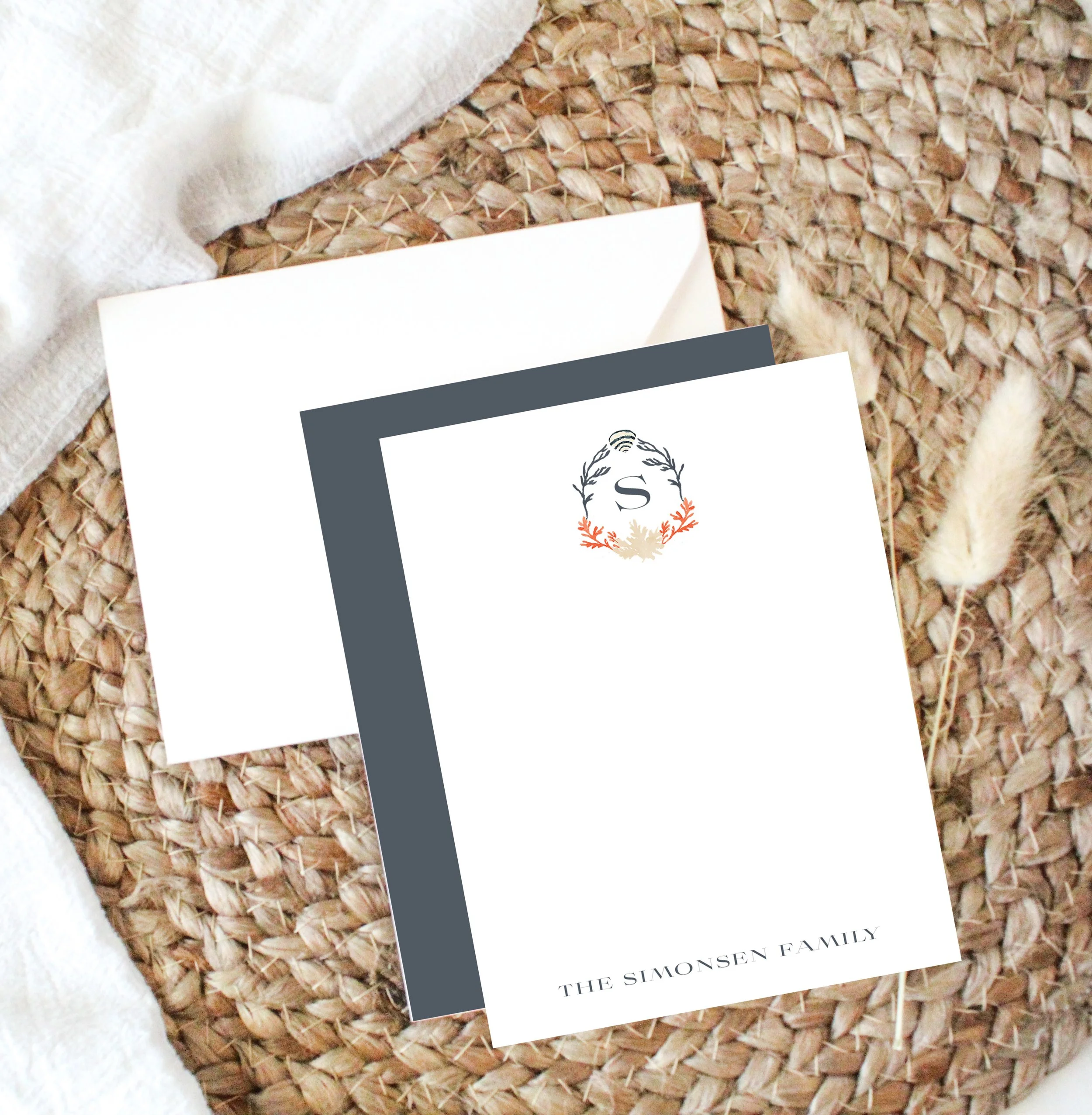 Coral &amp; Clamshell Notecard