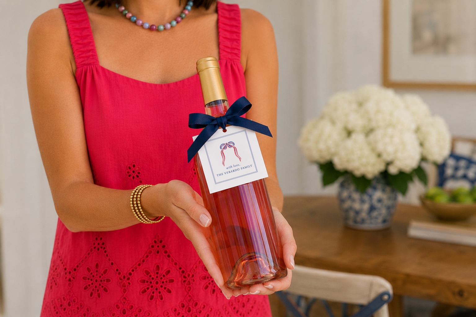 Hostess Gift Idea | Wine Bottle with Gift Tag