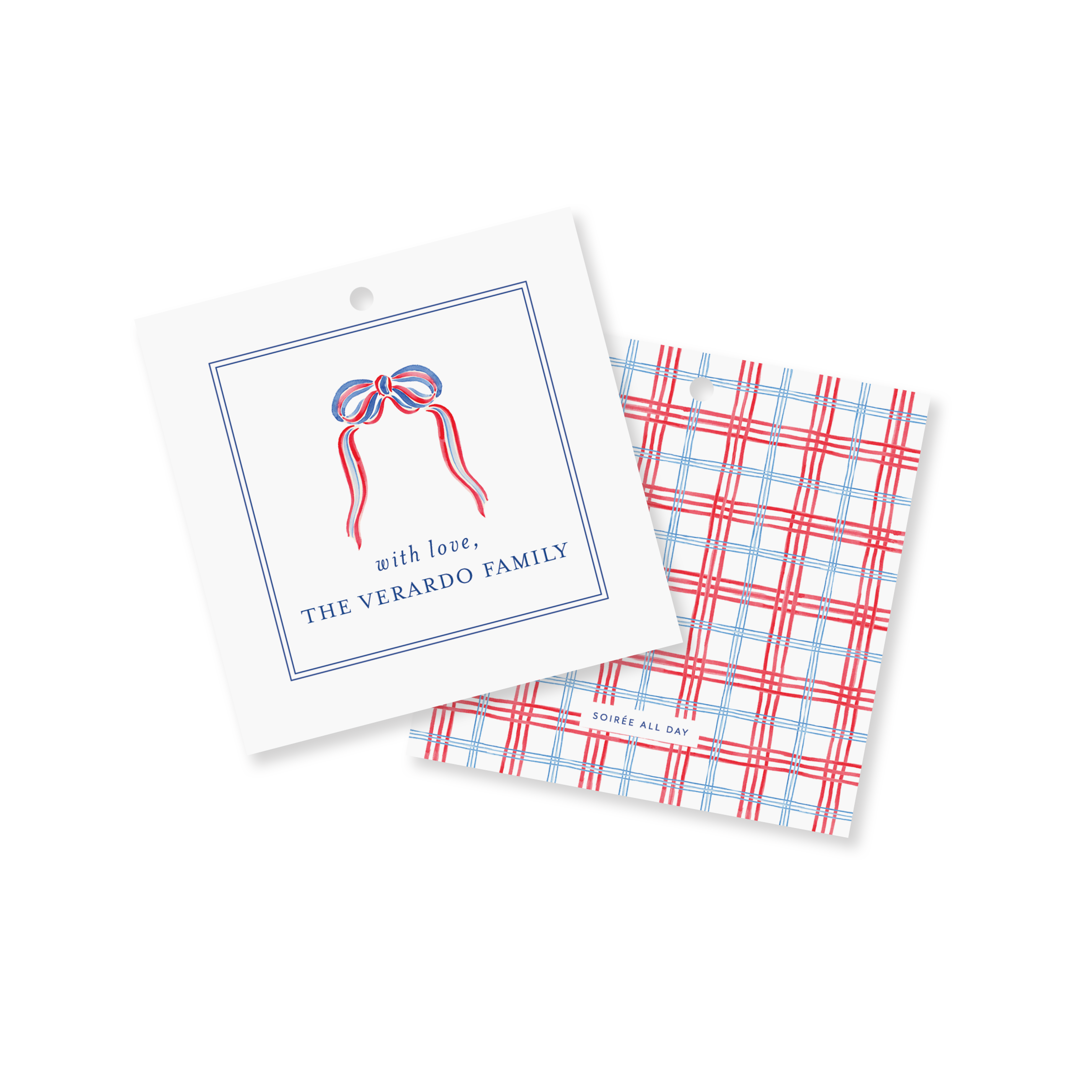 Red, White &amp; Bow Personalized Gift Tags